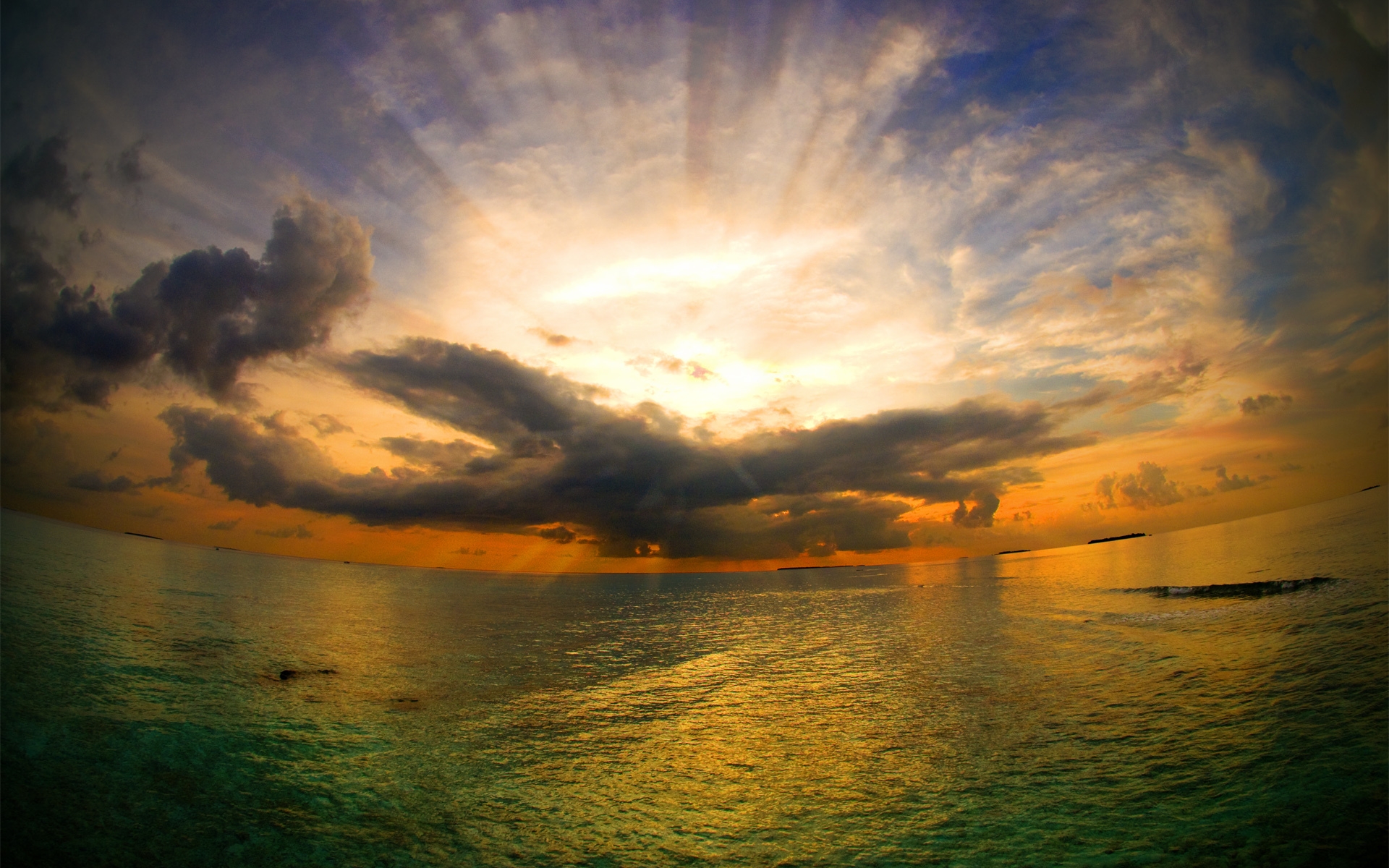 Download mobile wallpaper Sunset, Sea, Horizon, Ocean, Earth, Cloud, Sunbeam, Sunshine for free.