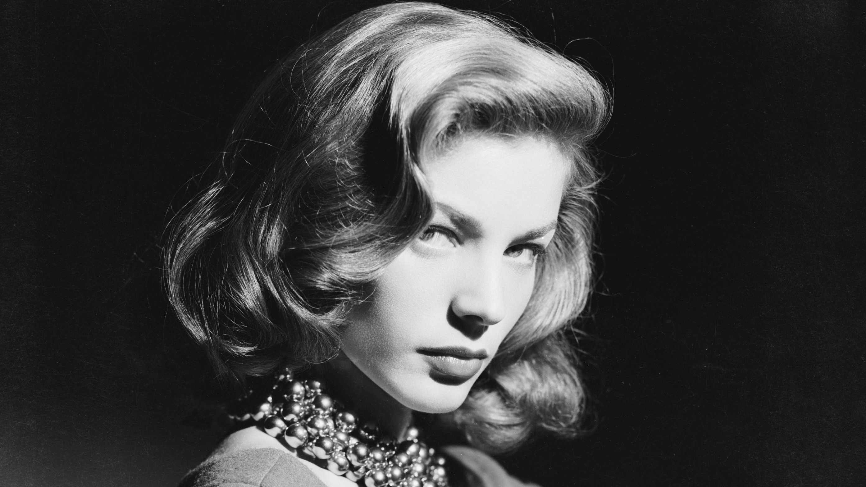 celebrity, lauren bacall, actress, american, black & white, face