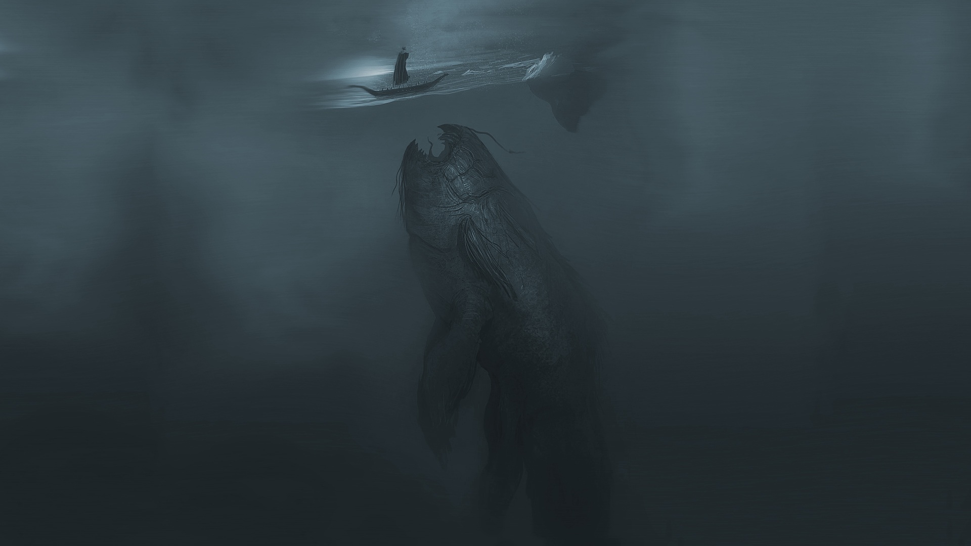 160836 descargar fondo de pantalla monstruo de mar, fantasía, terrorífico, barco, ballena: protectores de pantalla e imágenes gratis