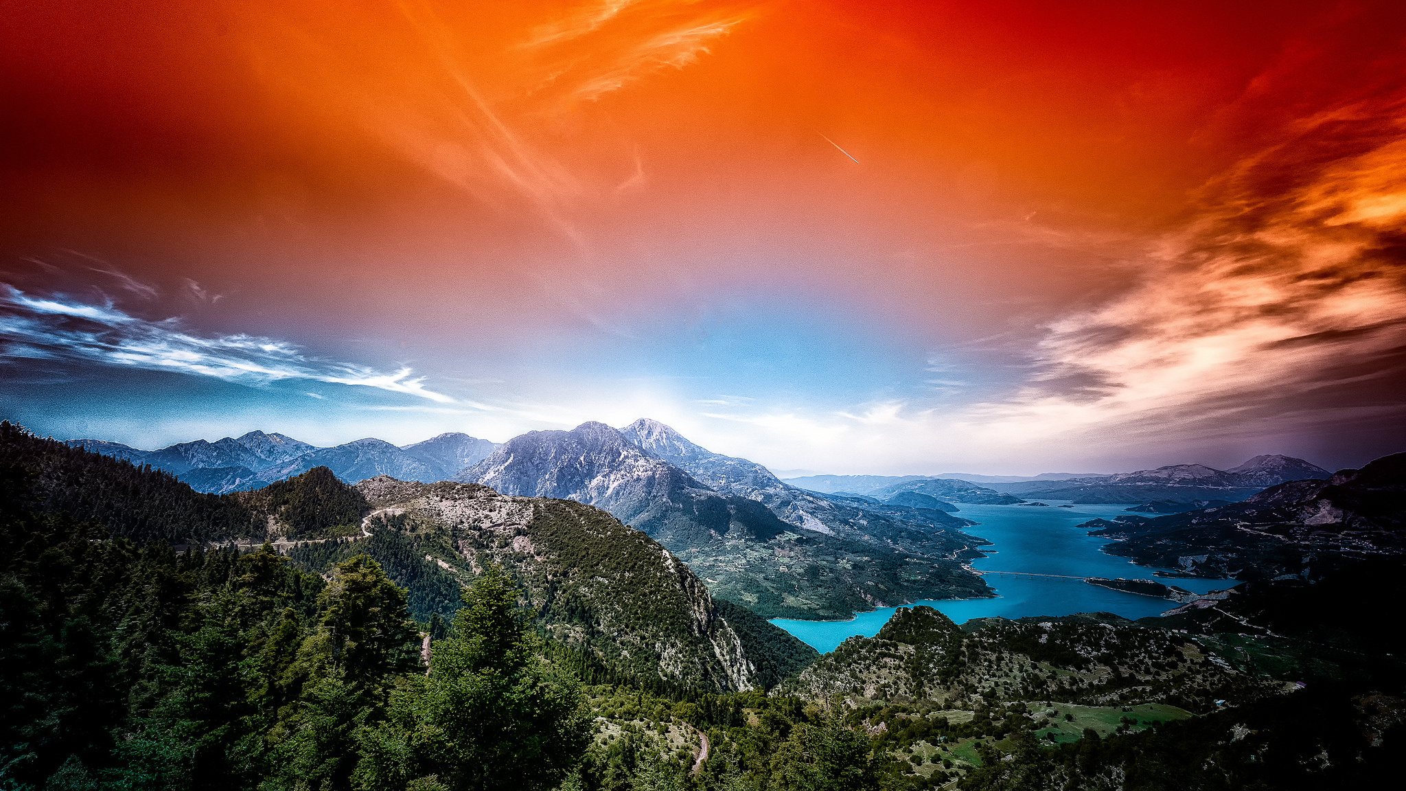 Скачать обои бесплатно Небо, Гора, Озеро, Норвегия, Земля/природа, Закат Солнца картинка на рабочий стол ПК