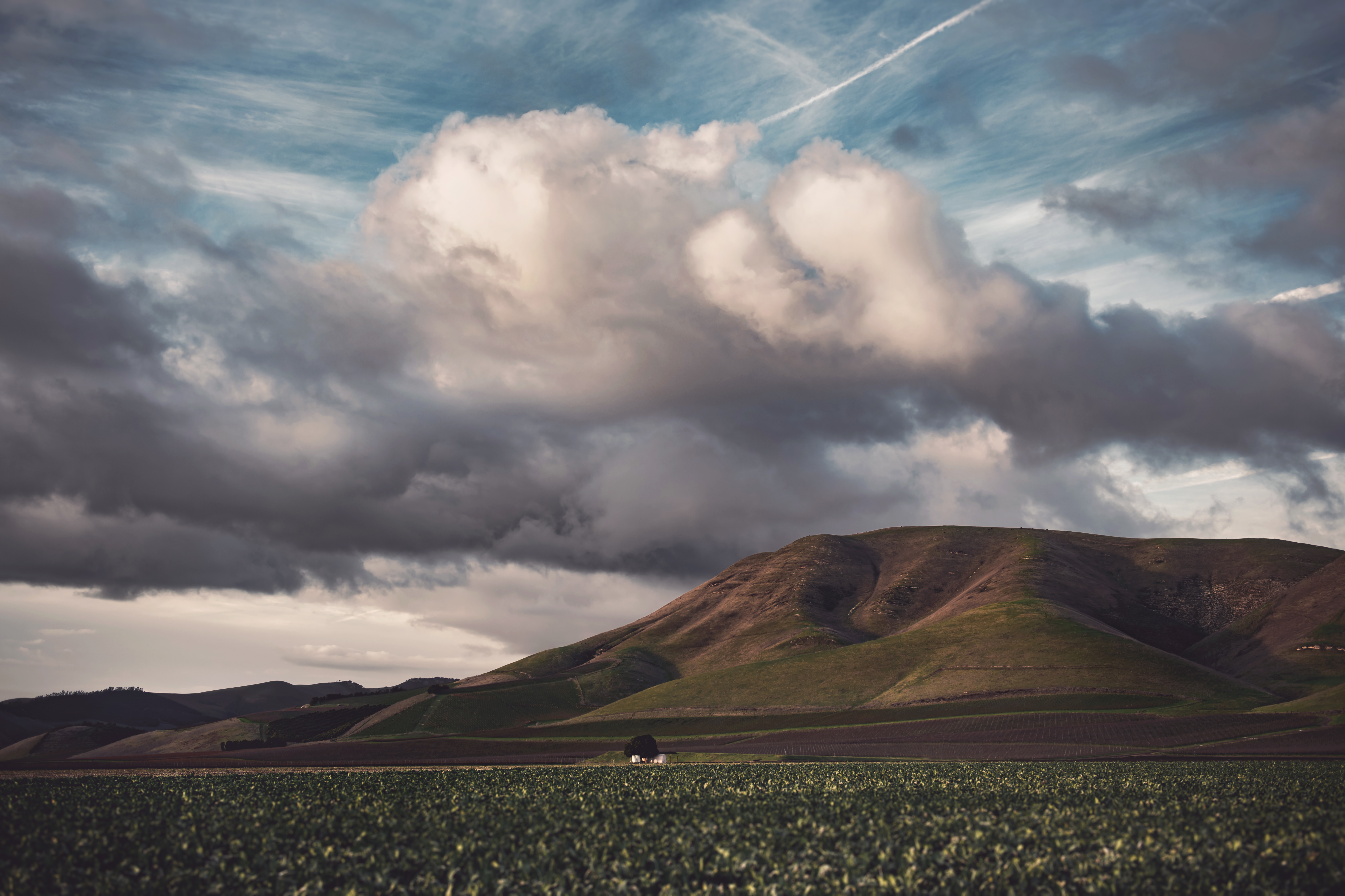 Free download wallpaper Nature, Clouds, Relief, Field, Hills, Landscape on your PC desktop