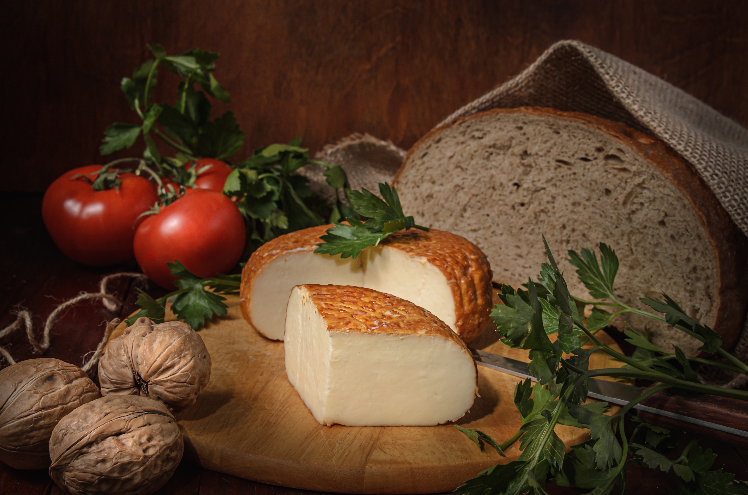 Download mobile wallpaper Food, Cheese, Bread, Nut, Tomato, Walnut for free.