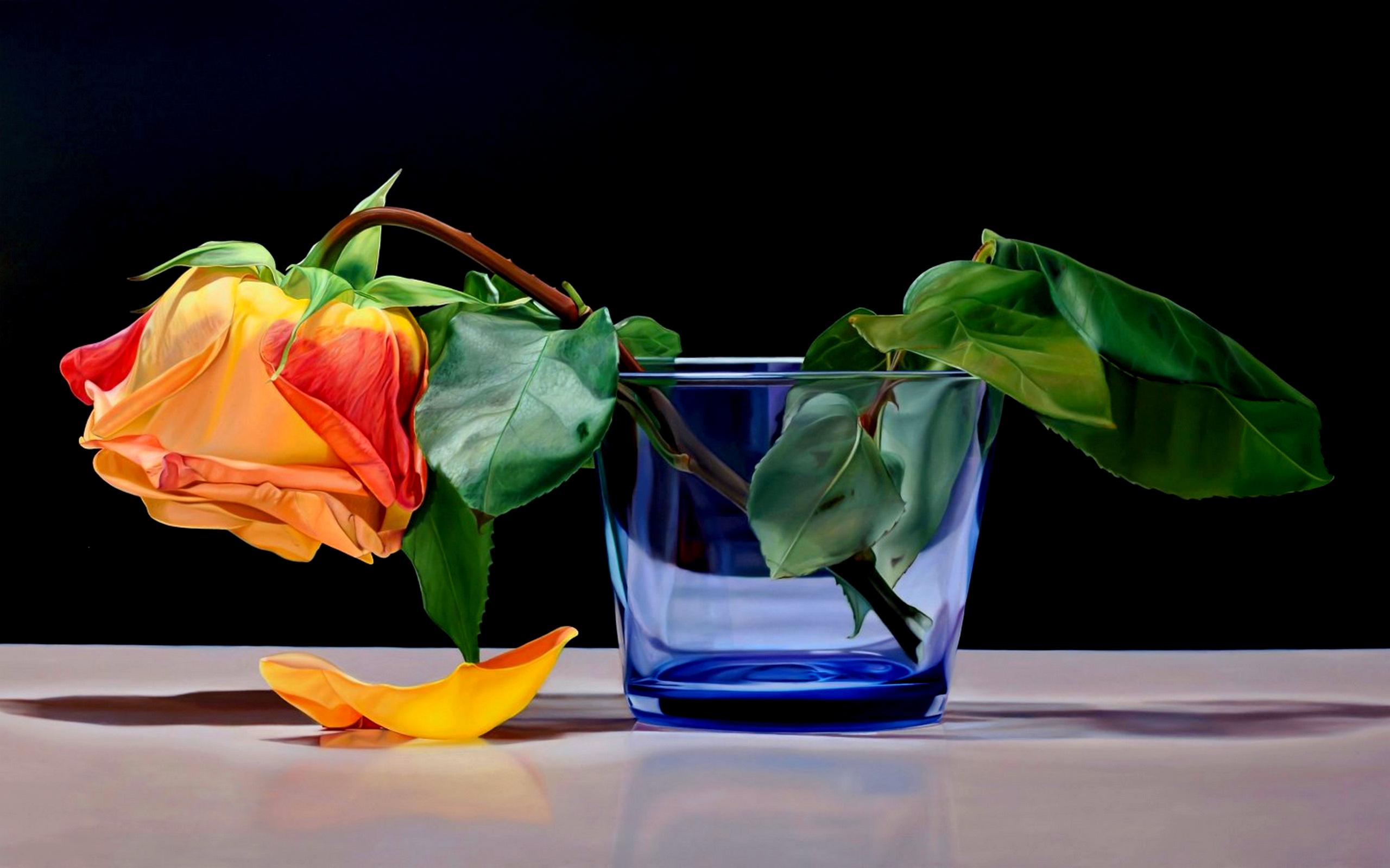 Téléchargez des papiers peints mobile Fleurs, Rose, Fleur, Verre, Artistique, Image De Synthèse, Fleur De Pêcher gratuitement.