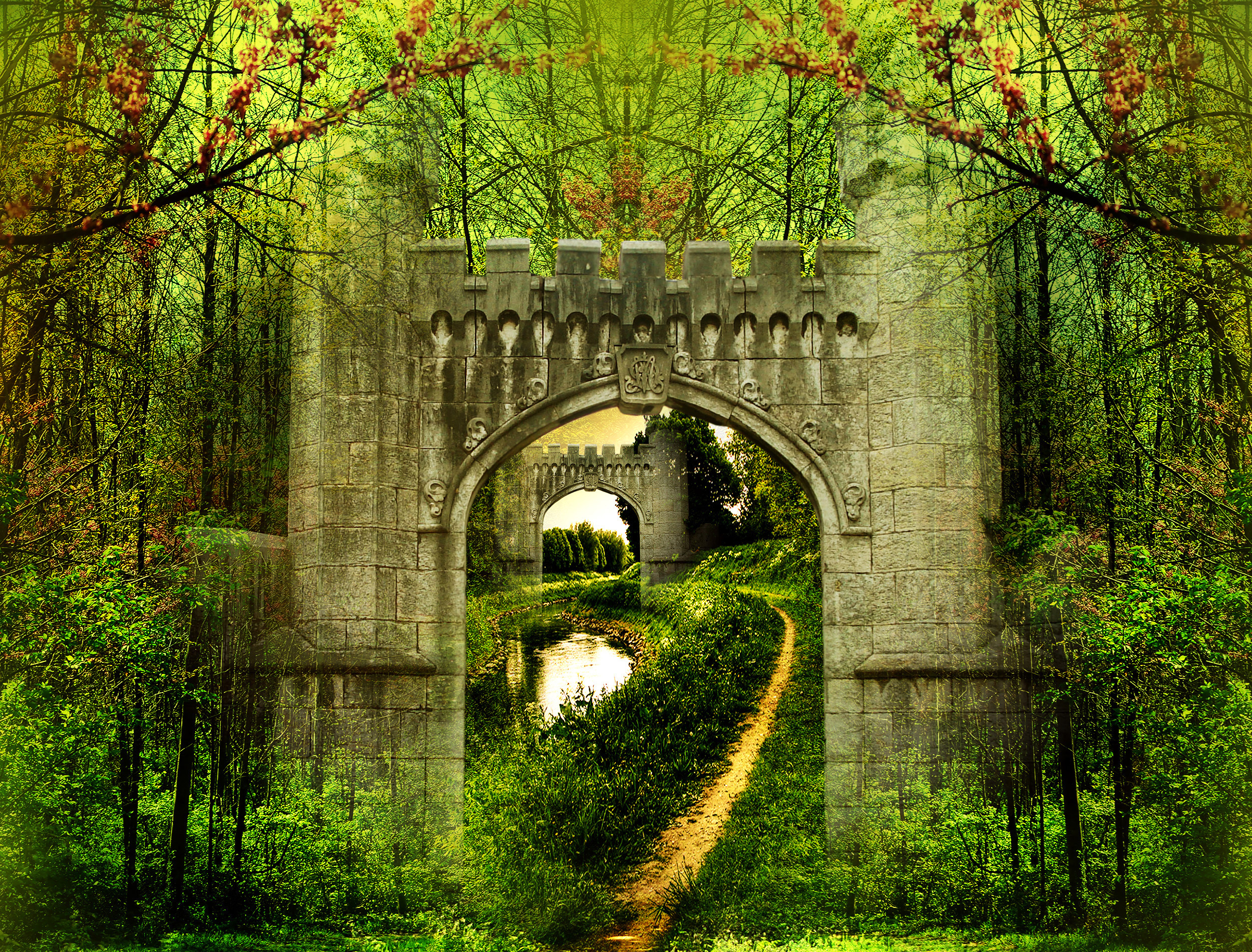 Download mobile wallpaper Forest, Tree, Path, Arch, Man Made for free.