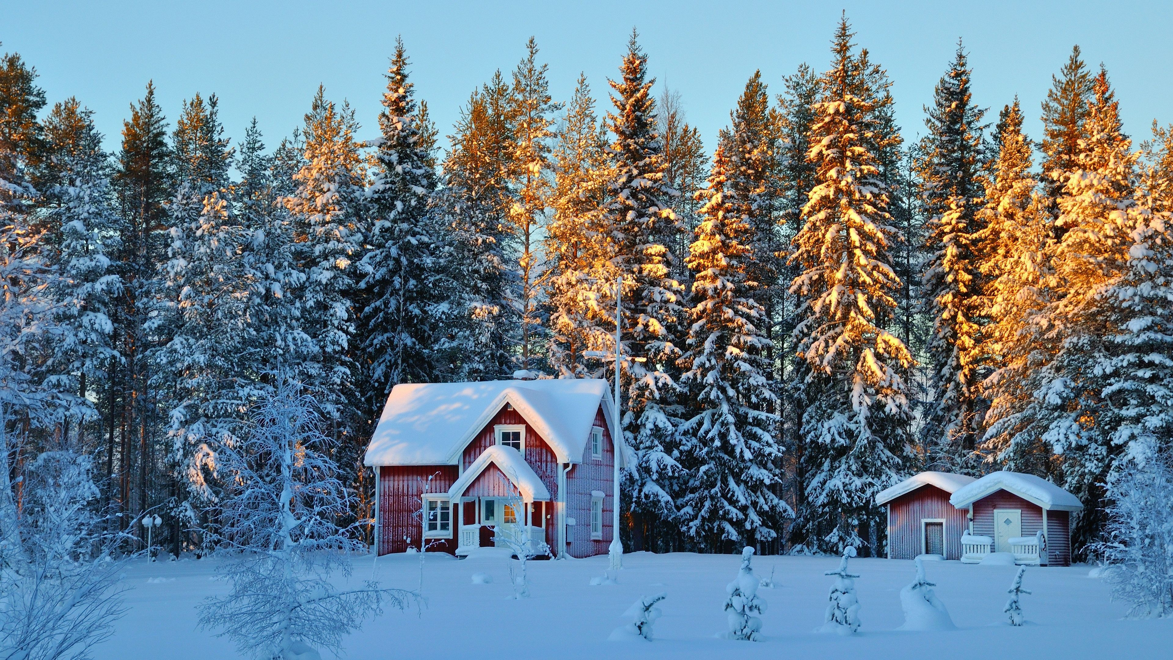 Handy-Wallpaper Winter, Schnee, Baum, Haus, Fotografie kostenlos herunterladen.