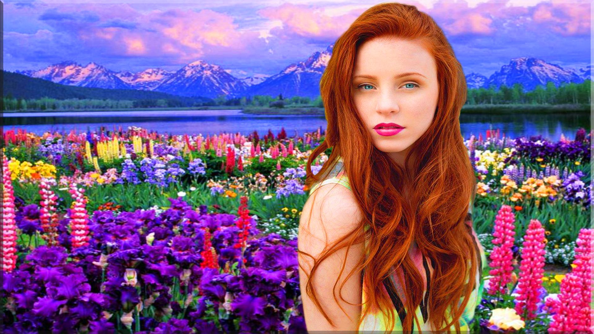 Download mobile wallpaper Flower, Redhead, Artistic, Model, Women for free.