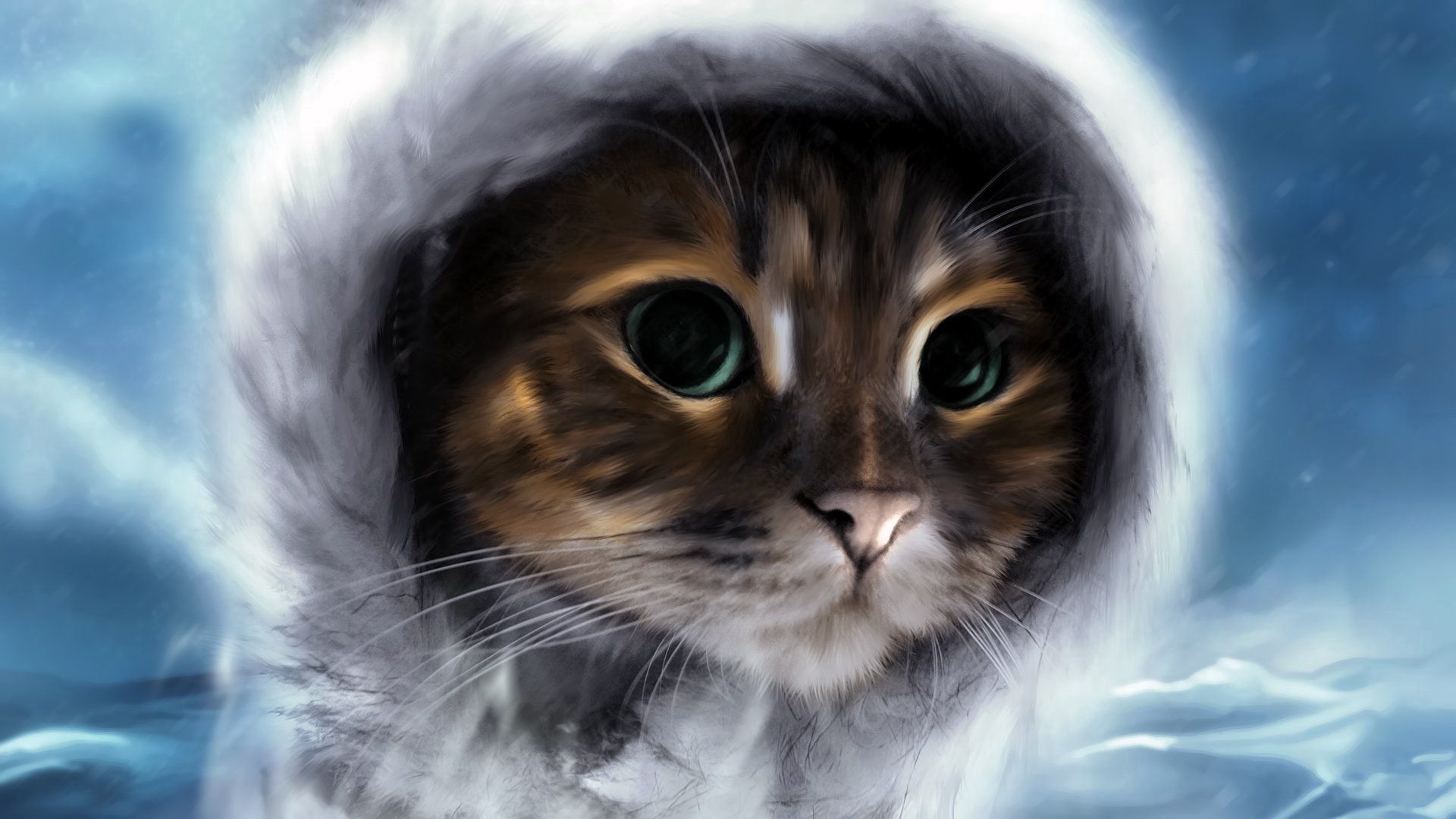 Free download wallpaper Fur, Animals, Muzzle, Paint, Cat, Picture, Drawing on your PC desktop
