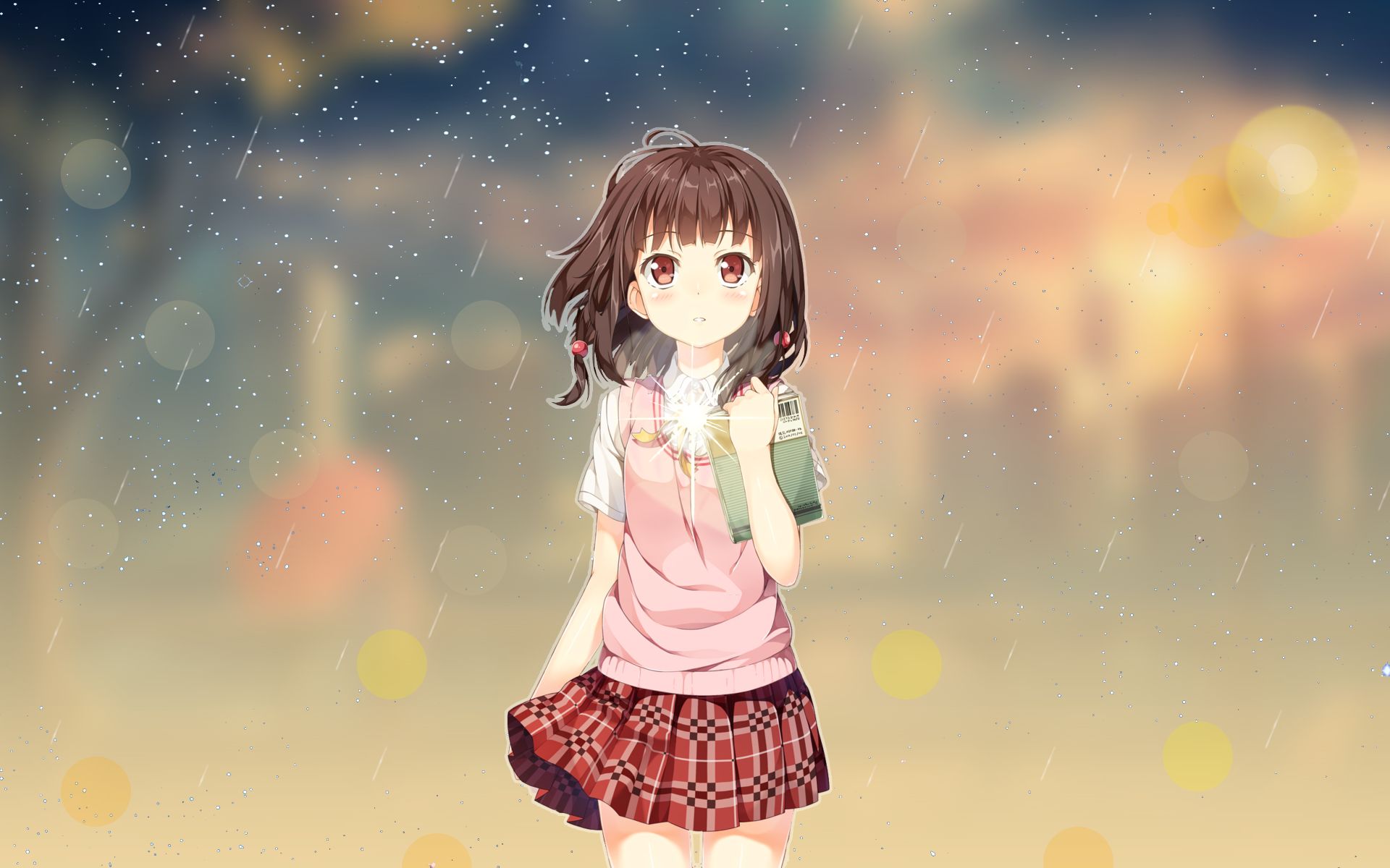 Download mobile wallpaper Anime, Sky, Rain, Girl for free.