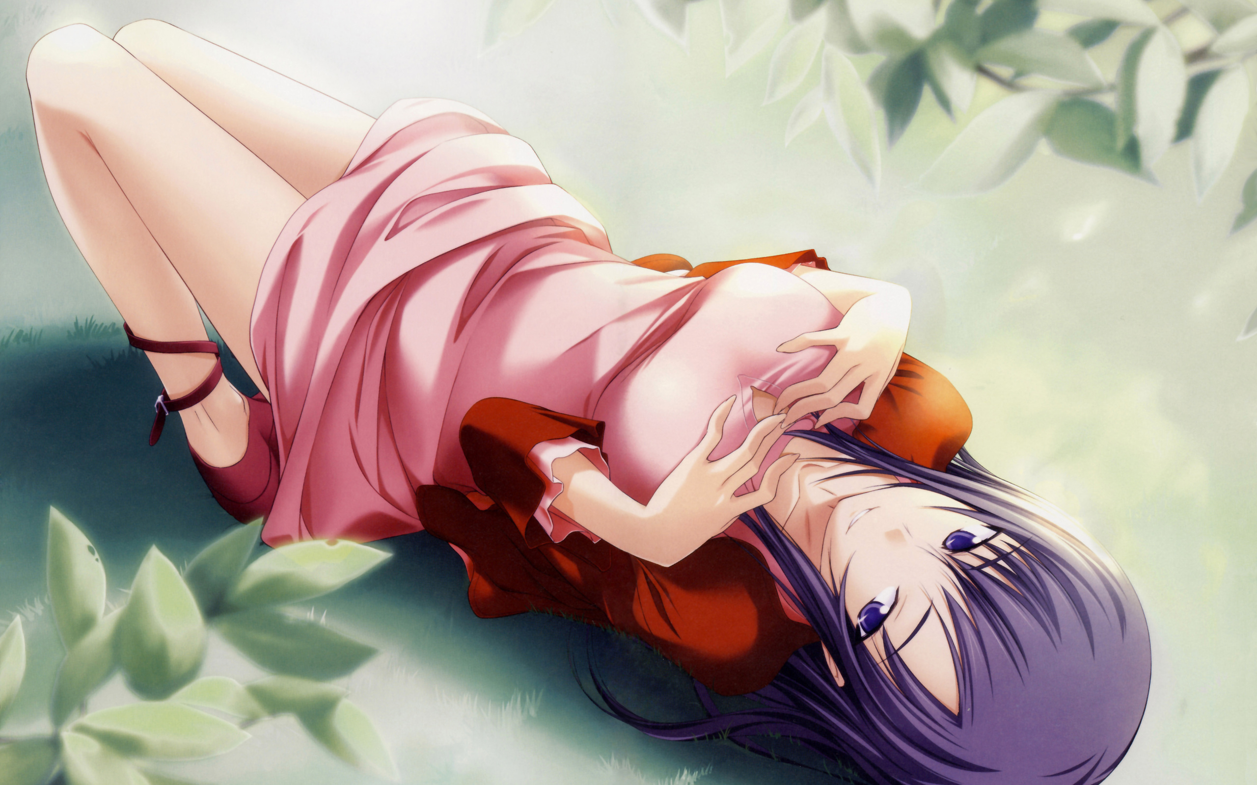 anime, highschool of the dead, purple hair, saeko busujima