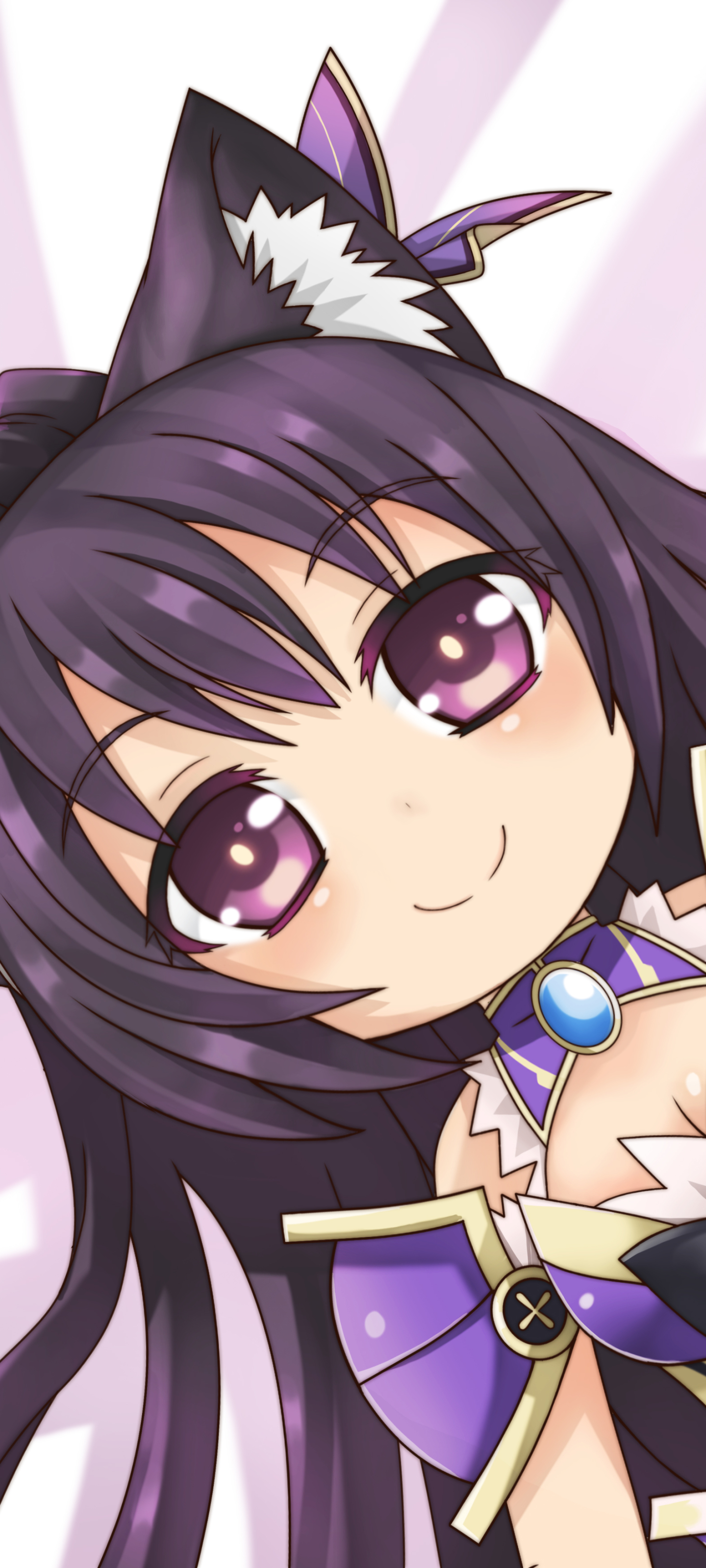 Descarga gratuita de fondo de pantalla para móvil de Animado, Ojos Morados, Cabello Purpura, Chibi, Orejas De Animales, Fecha Un Vivo, Tohka Yatogami.