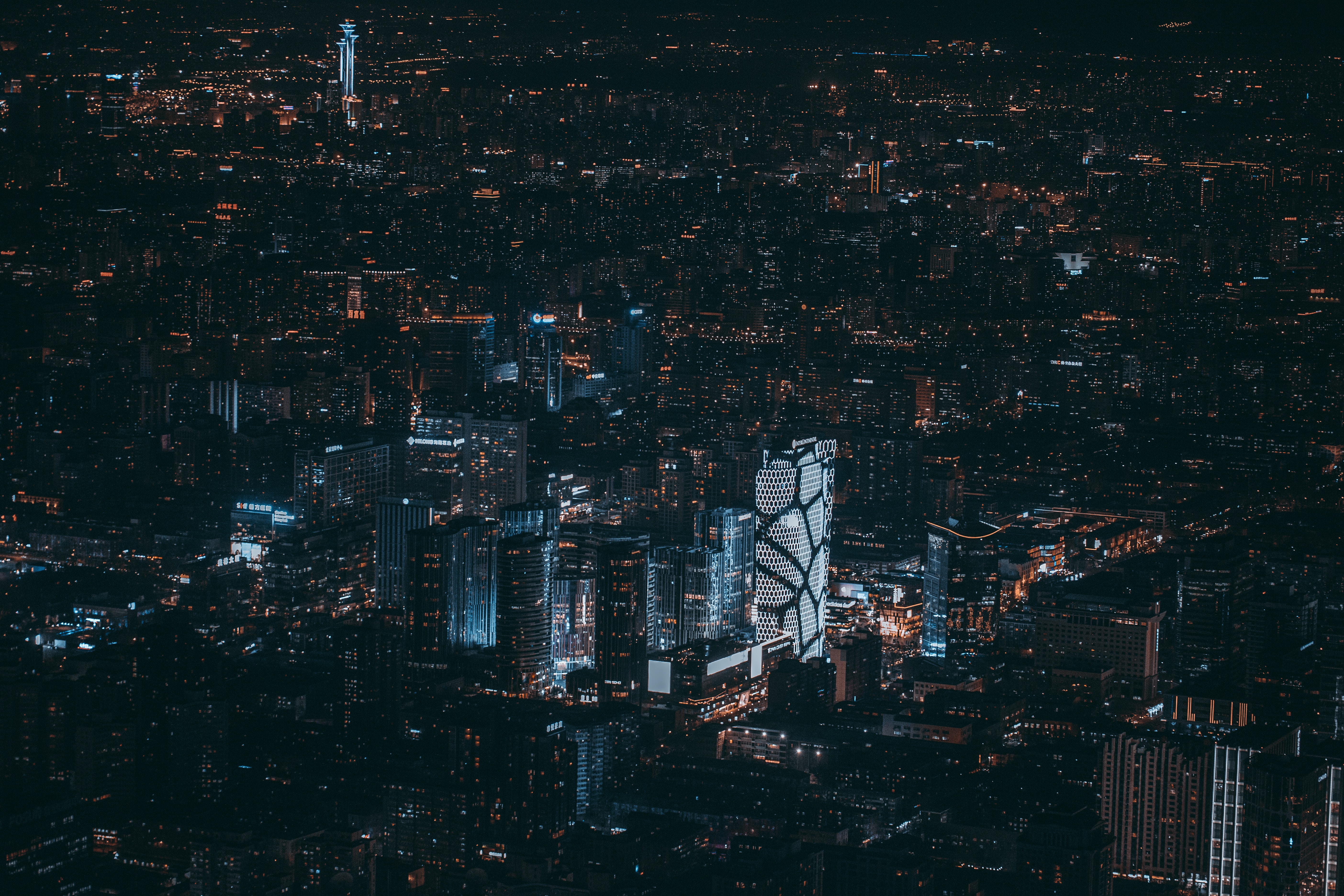 skyscrapers, night city, china, beijing, cities, view from above cell phone wallpapers