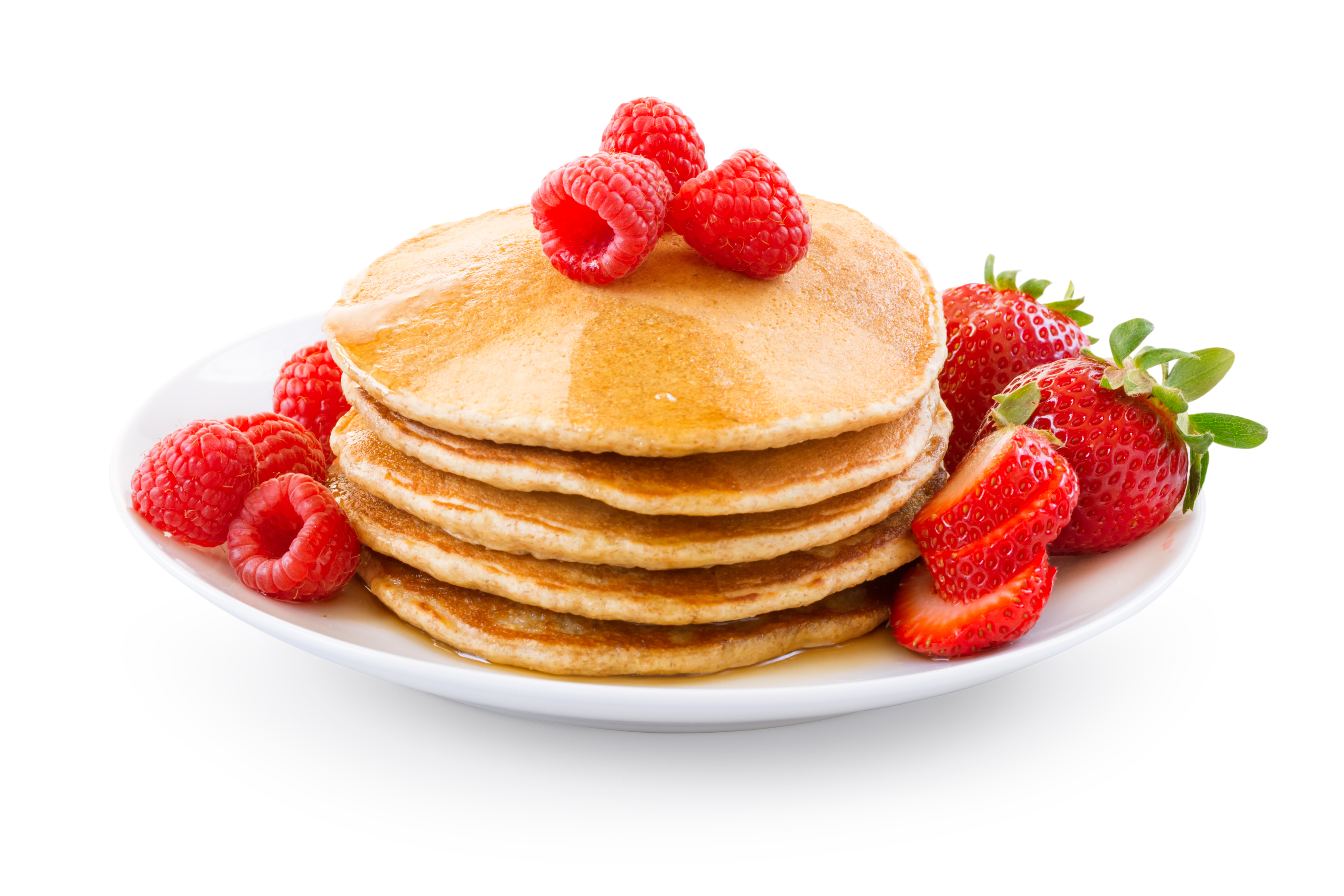 Download mobile wallpaper Food, Strawberry, Raspberry, Berry, Fruit, Breakfast, Pancake for free.