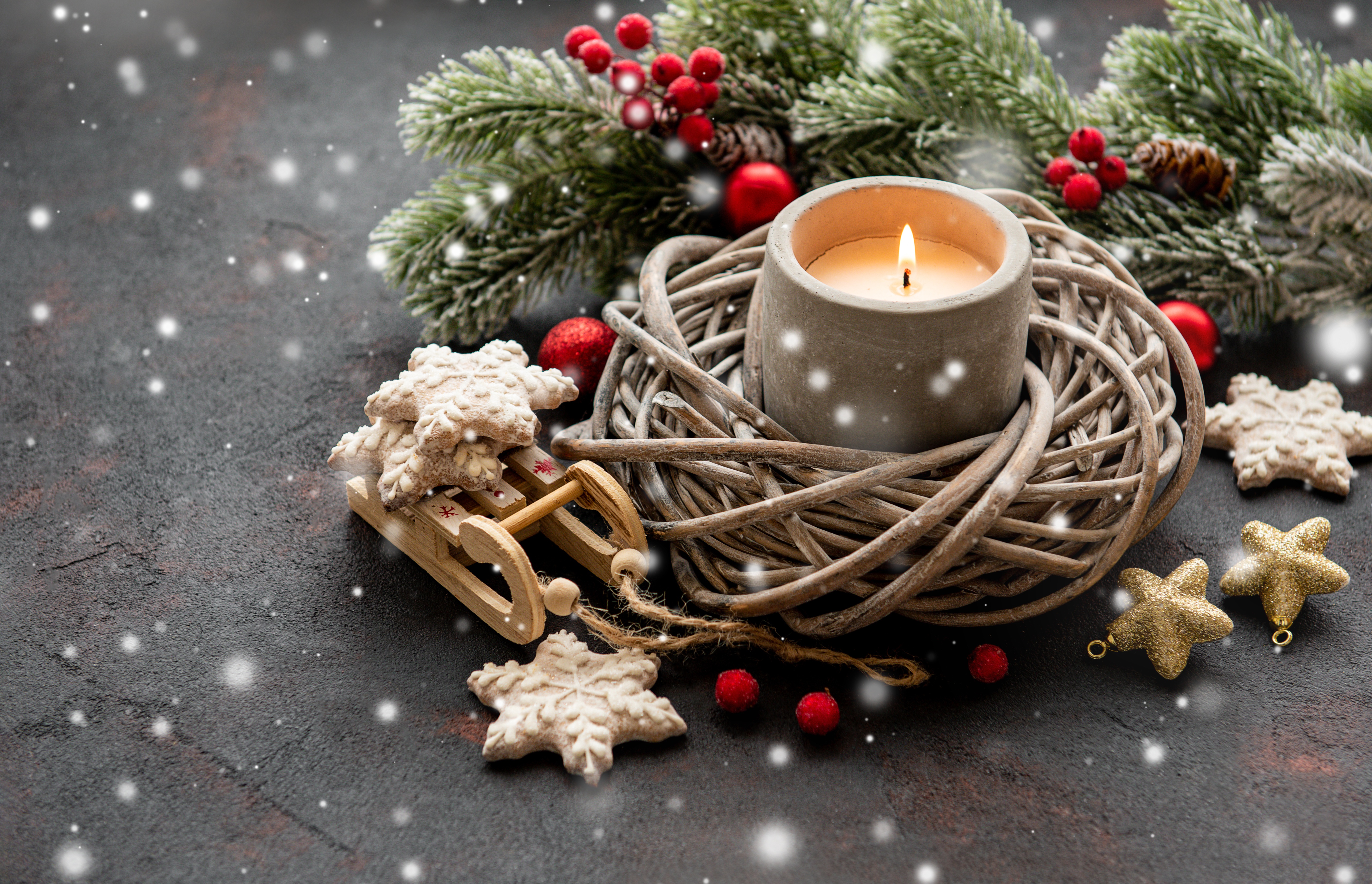 Download mobile wallpaper Christmas, Candle, Photography, Cookie for free.
