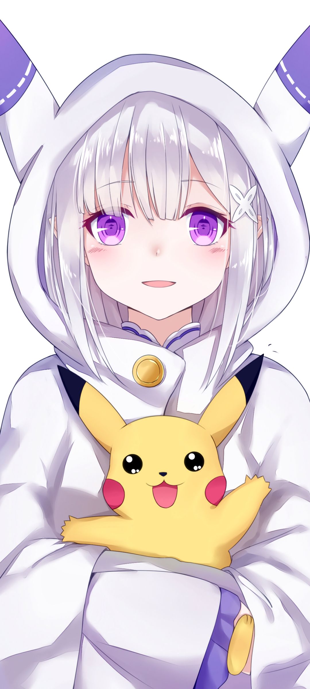 Download mobile wallpaper Anime, Pokémon, Crossover, Pikachu, Emilia (Re:zero), Re:zero Starting Life In Another World for free.