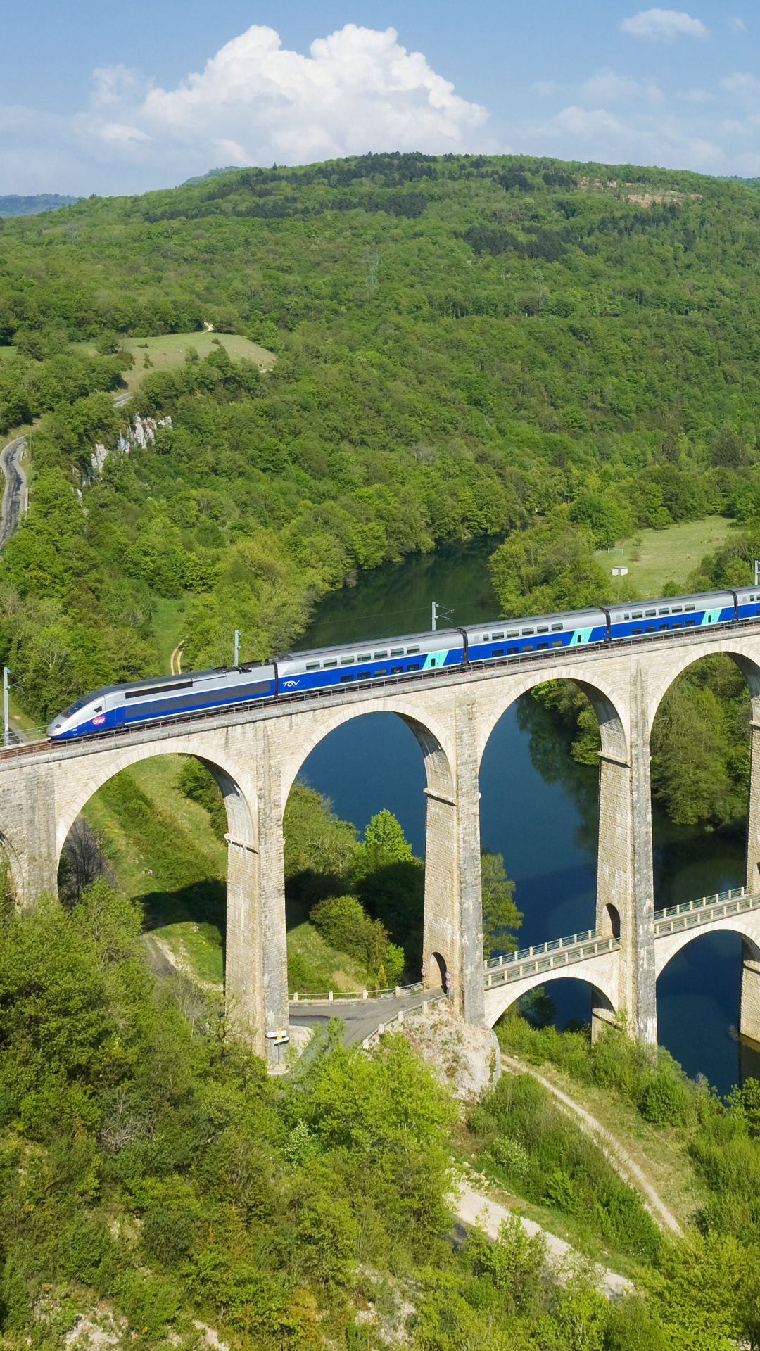 Download mobile wallpaper Bridge, Train, Vehicles for free.