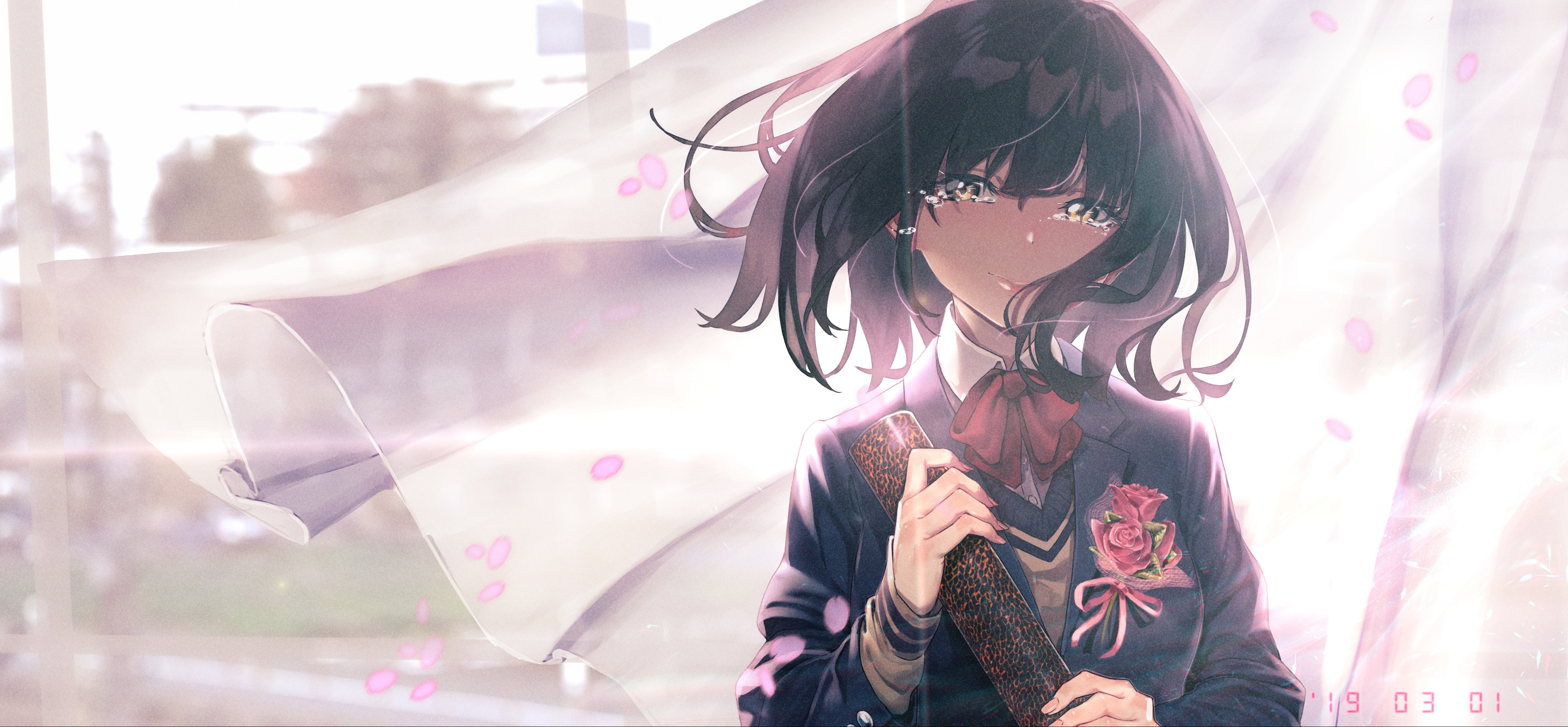 Download mobile wallpaper Anime, Schoolgirl, Tears, Original for free.