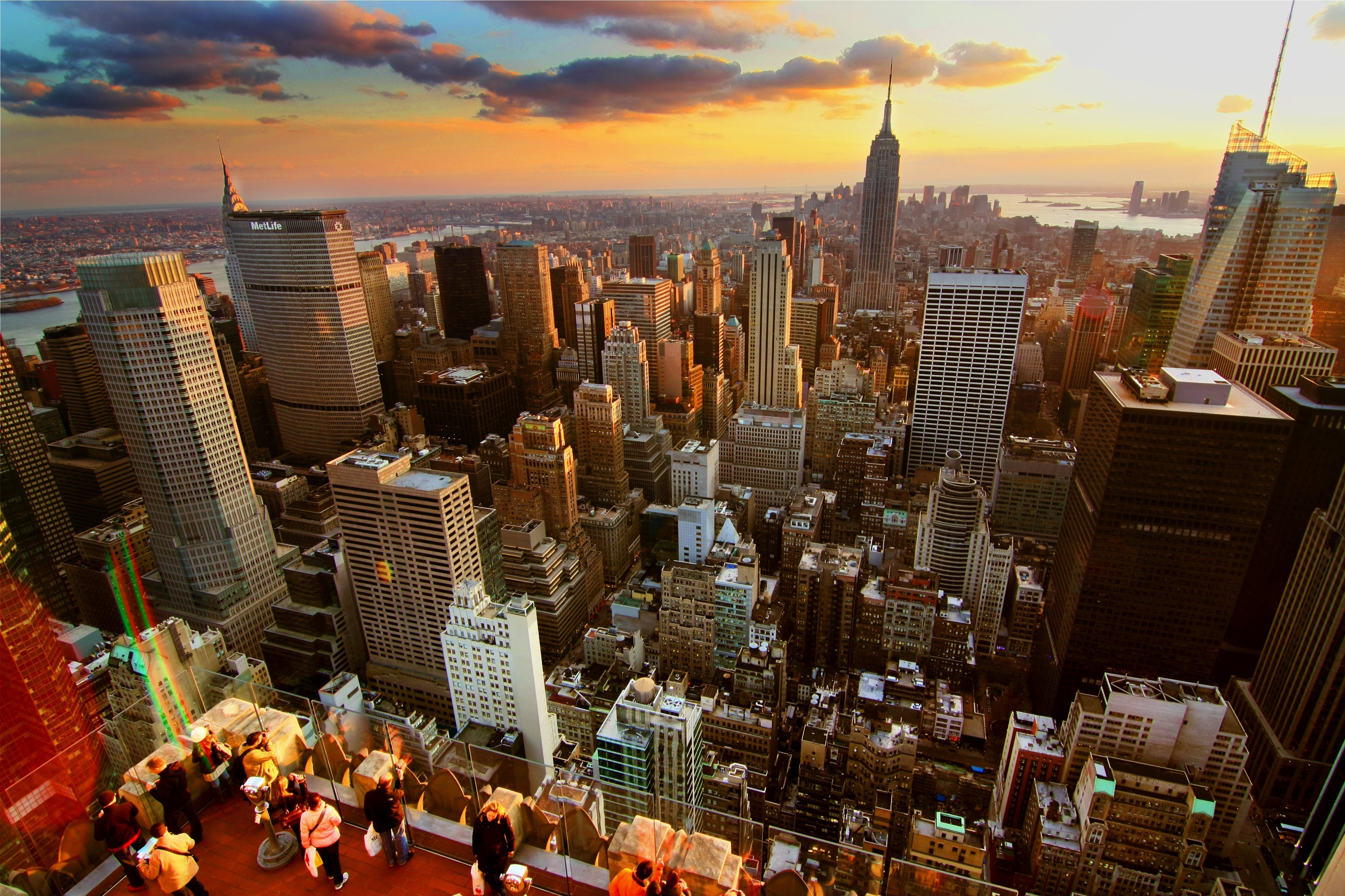 153352 скачать картинку нью йорк, города, небоскребы, дома, закат, крыши - обои и заставки бесплатно