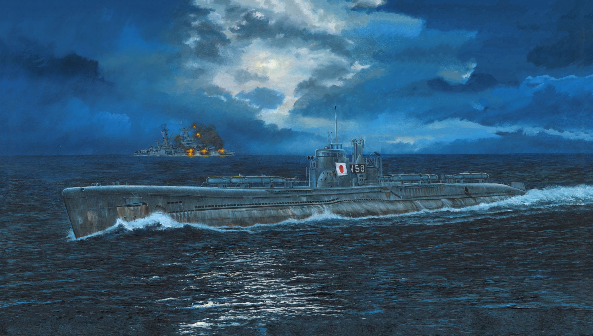 Скачать обои бесплатно Военные, Подводная Лодка, Японская Подводная Лодка И 58, Военные Корабли картинка на рабочий стол ПК