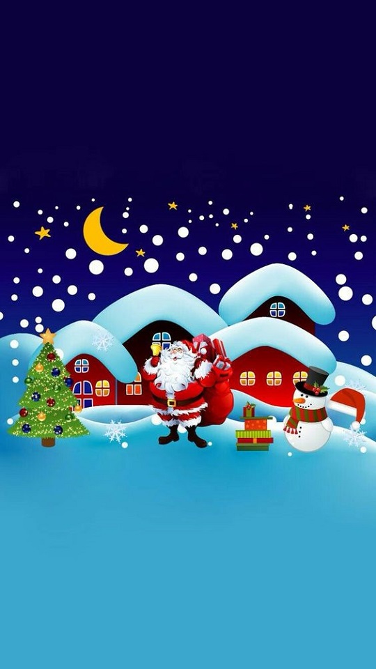 Handy-Wallpaper Feiertage, Weihnachtsmann, Weihnachten, Schneemann, Geschenk, Weihnachtsbaum kostenlos herunterladen.
