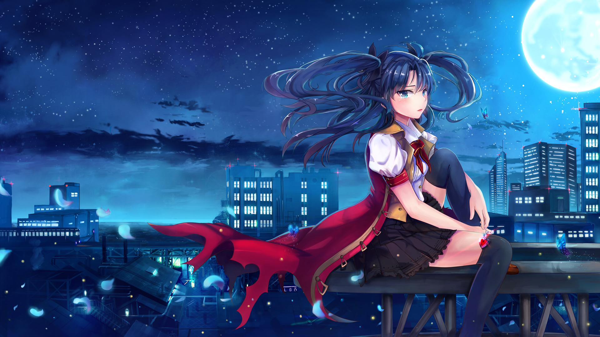 Descarga gratuita de fondo de pantalla para móvil de Rin Tohsaka, Fate/stay Night, Serie Del Destino, Luna, Animado.