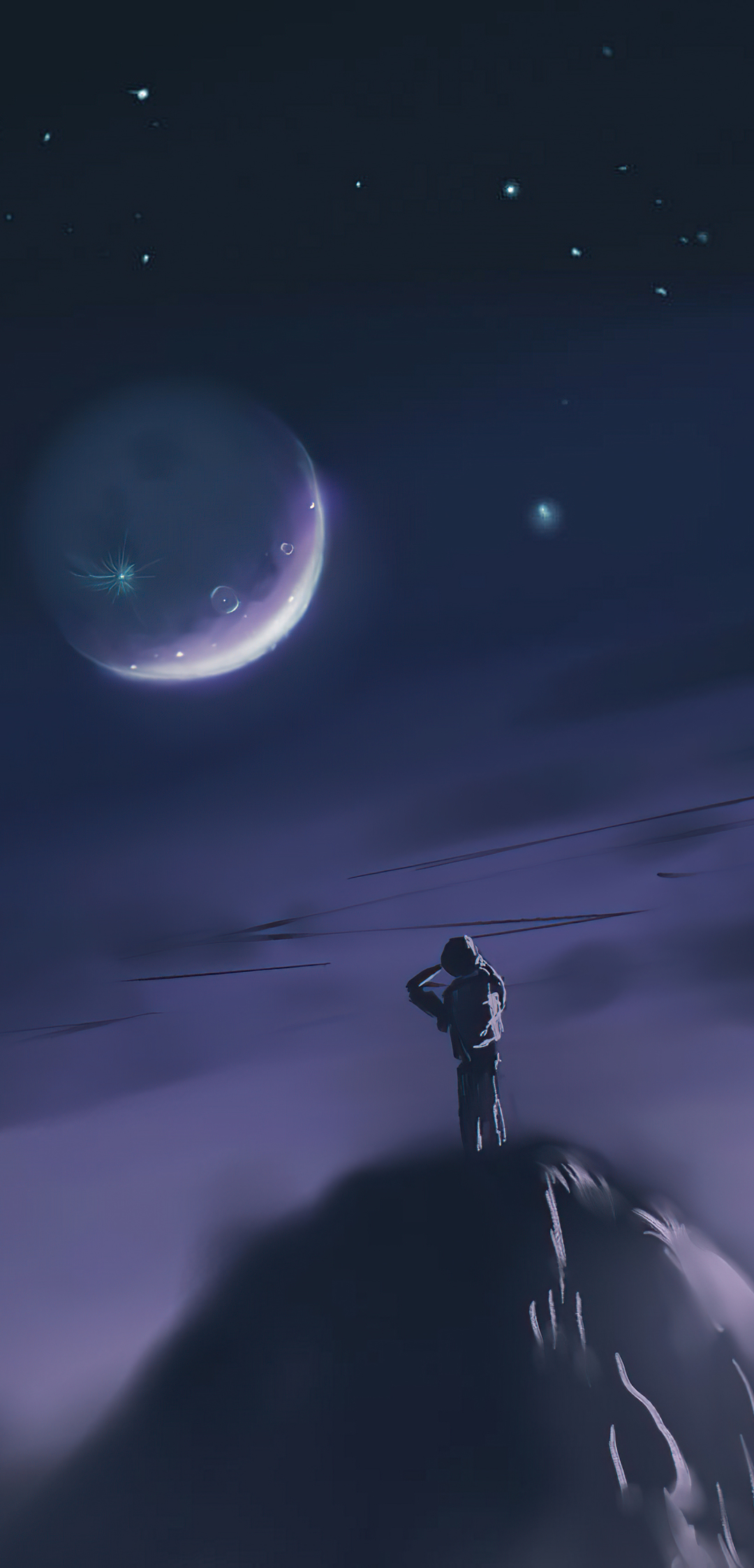 Download mobile wallpaper Men, Night, Moon, Alone for free.