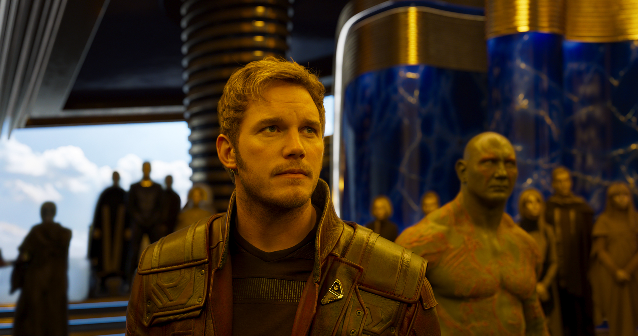 Download mobile wallpaper Movie, Star Lord, Drax The Destroyer, Chris Pratt, Dave Bautista, Guardians Of The Galaxy Vol 2 for free.
