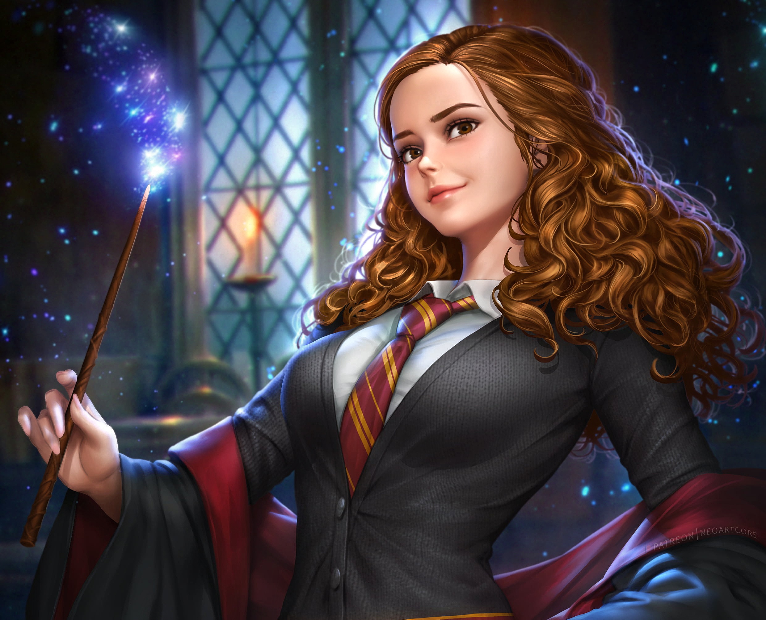 Download mobile wallpaper Magic, Harry Potter, Staff, Movie, Hermione Granger, Orange Hair for free.