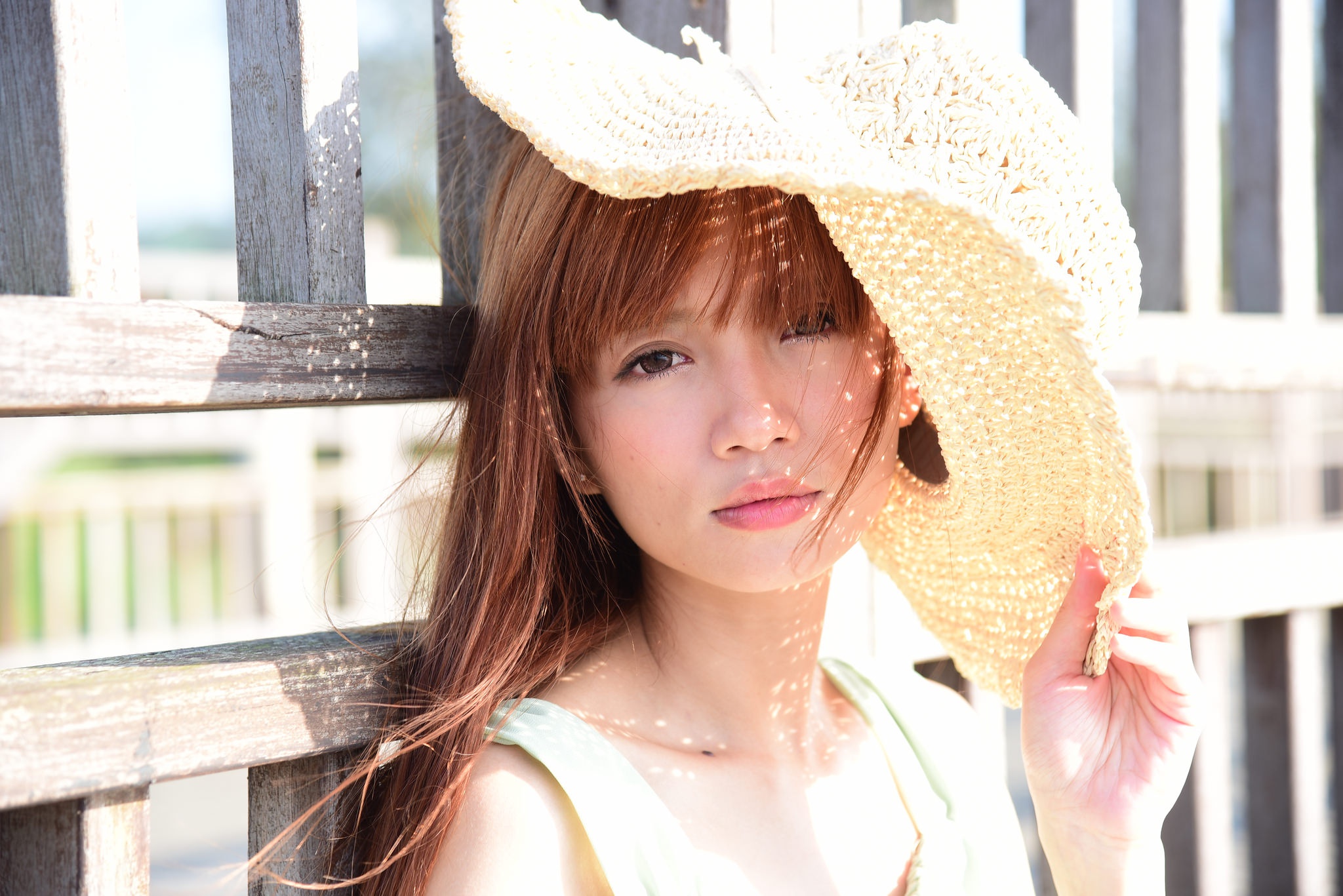 Download mobile wallpaper Face, Hat, Sunny, Model, Women, Asian for free.