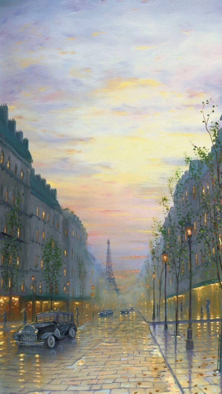 Скачать картинку Париж, Эйфелева Башня, Франция, Картина, Место, Художественные в телефон бесплатно.