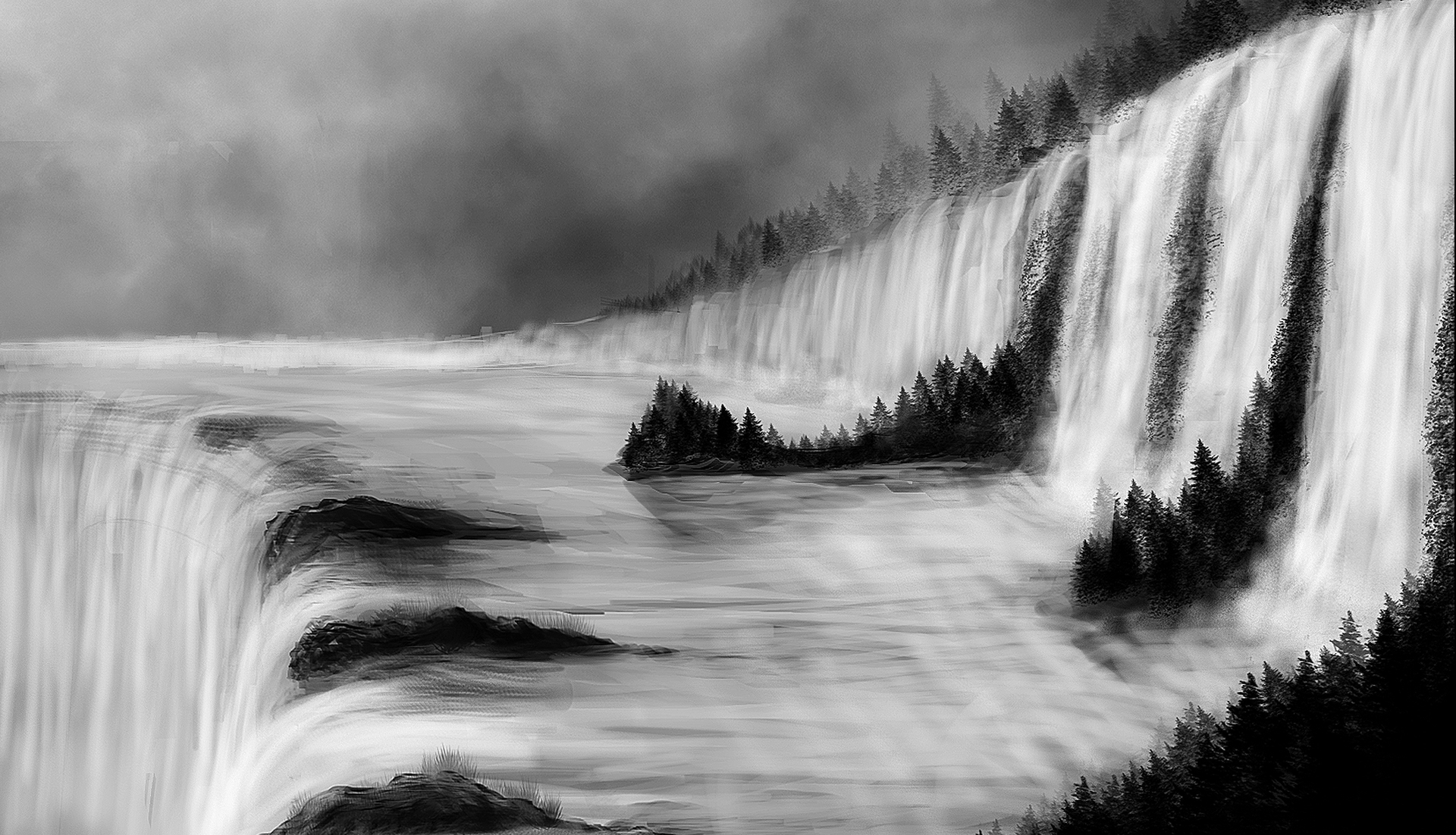 Free download wallpaper Waterfall, Artistic on your PC desktop