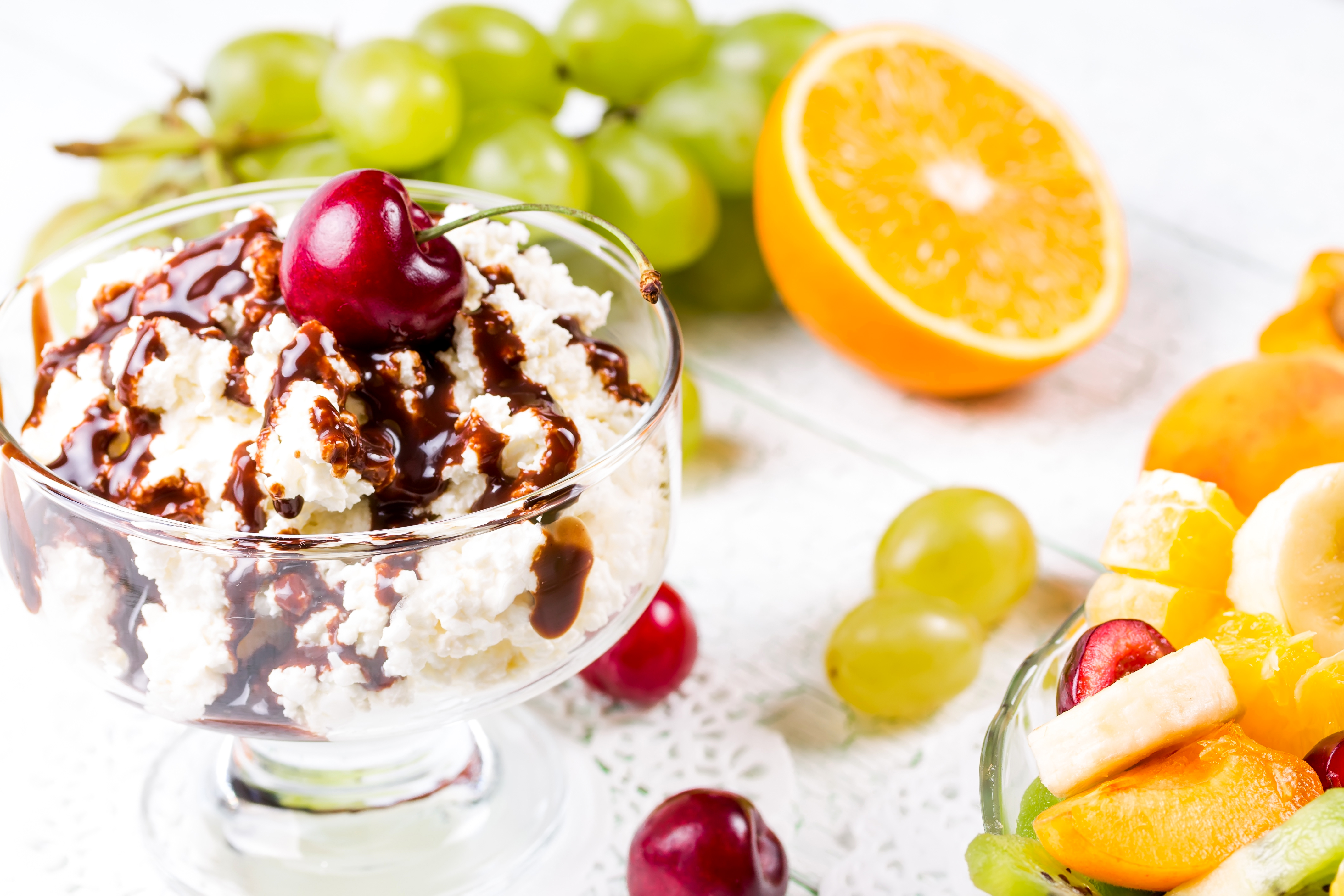 Download mobile wallpaper Food, Cherry, Grapes, Ice Cream, Fruit, Orange (Fruit) for free.