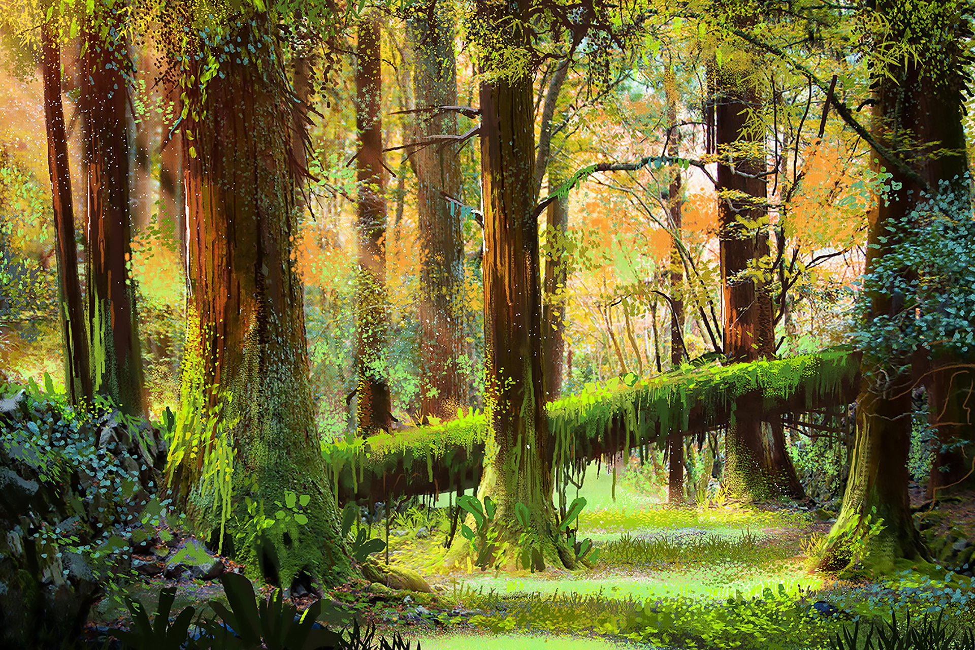 Laden Sie das Natur, Fantasie, Wald, Baum, Moos-Bild kostenlos auf Ihren PC-Desktop herunter