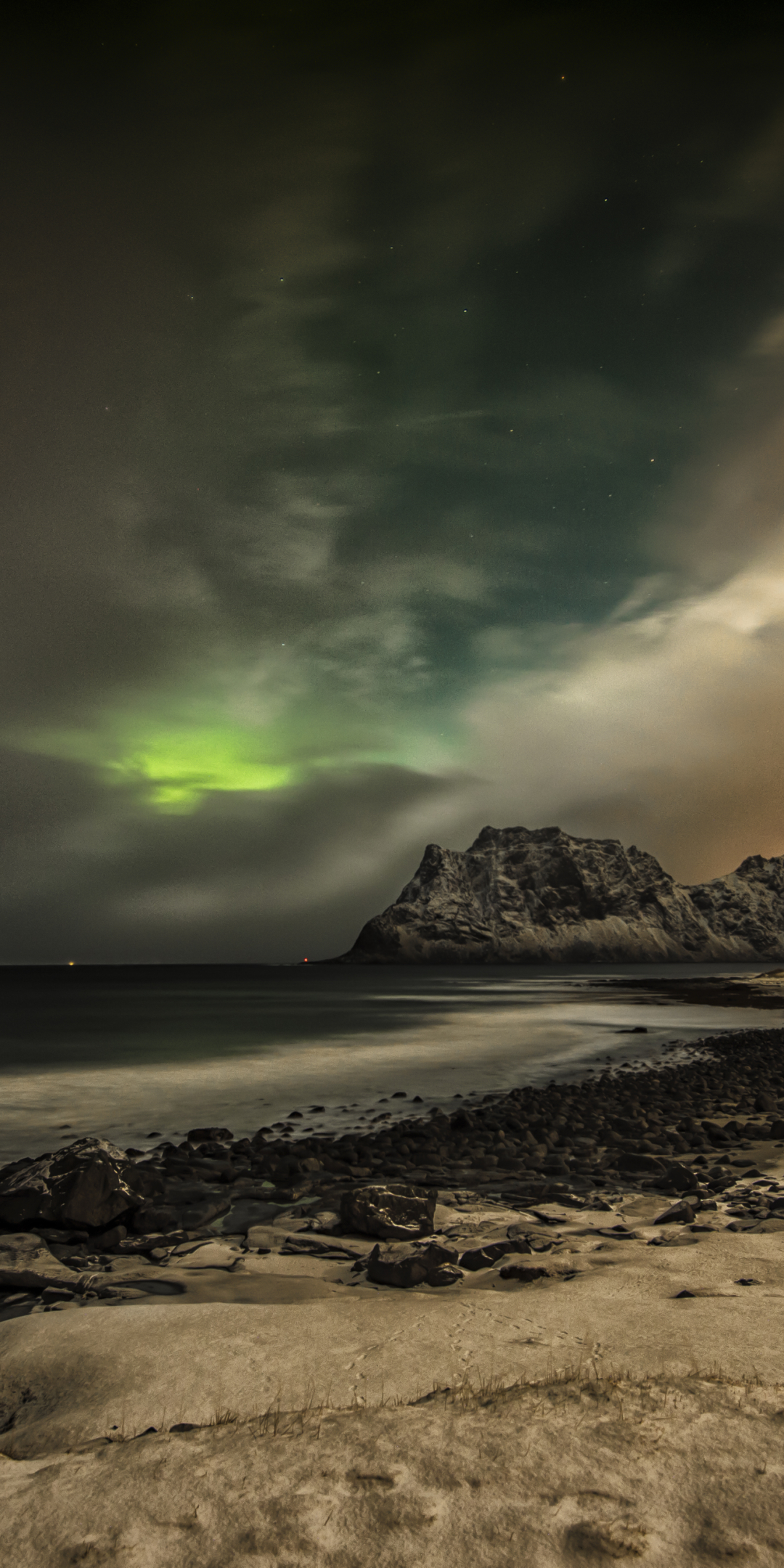 Descarga gratuita de fondo de pantalla para móvil de Playa, Aurora Boreal, Ártico, Noruega, Islas Lofoten, Tierra/naturaleza.