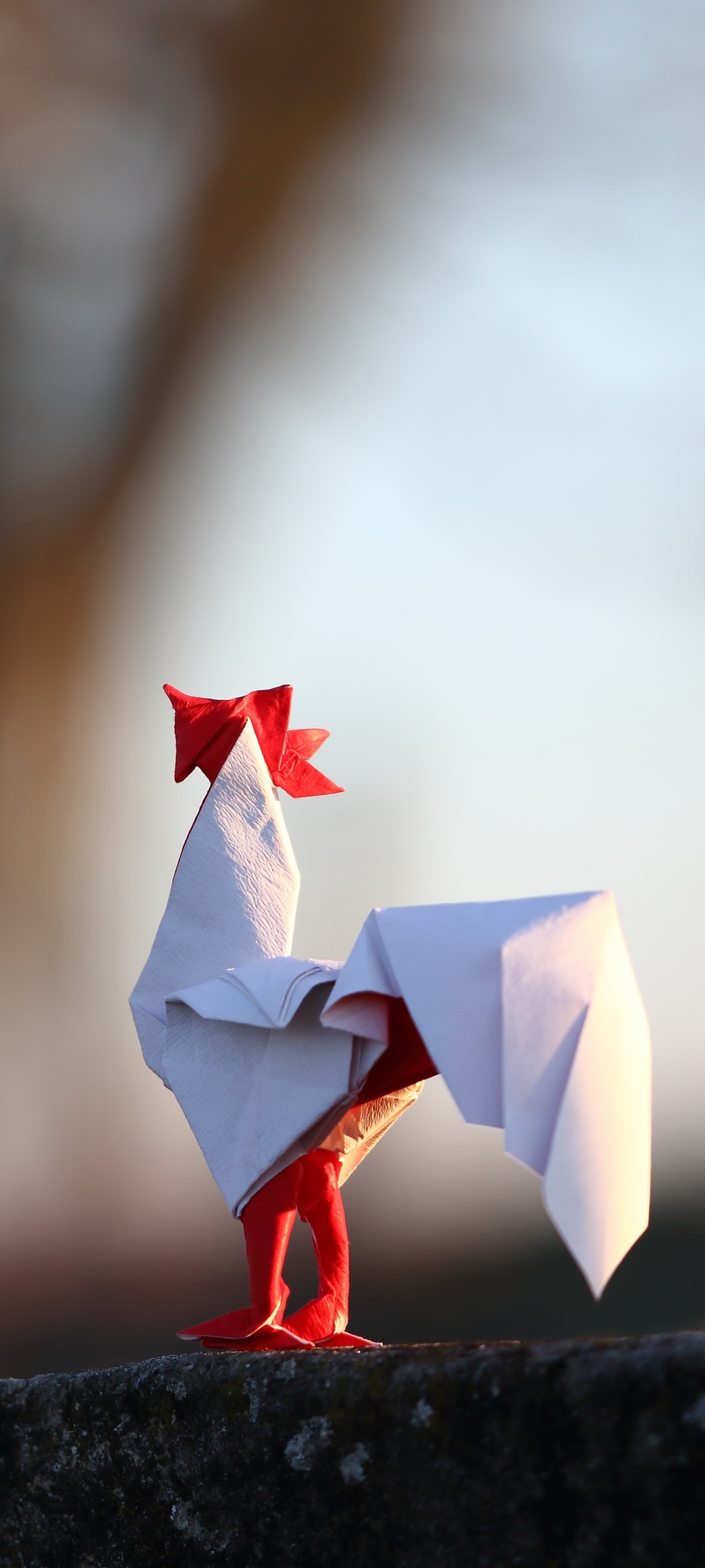 Download mobile wallpaper Origami, Rooster, Man Made for free.