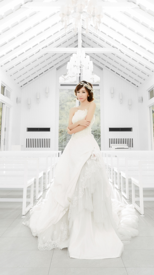 Download mobile wallpaper Church, Brunette, Bride, Women, Asian, Wedding Dress for free.