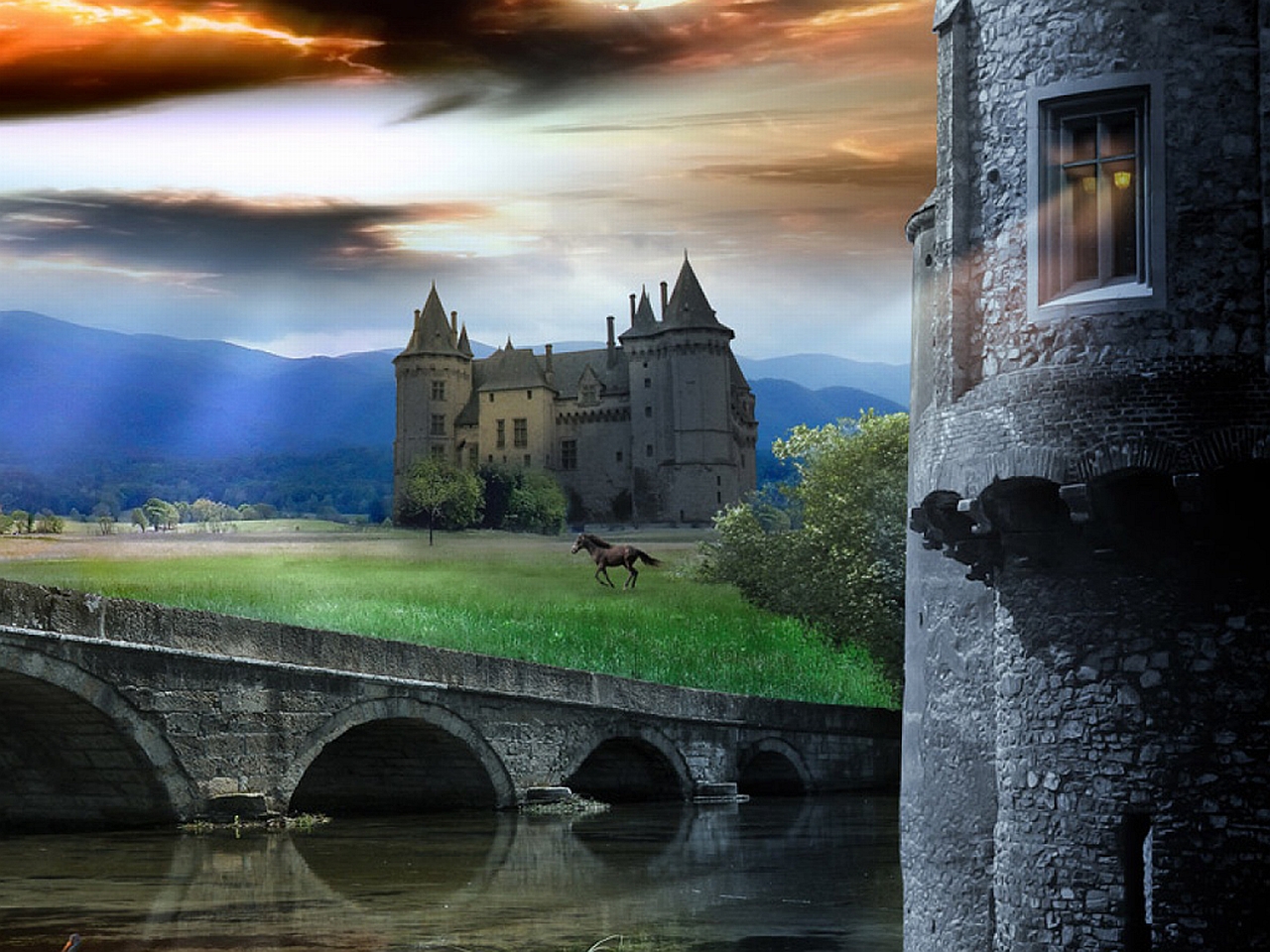 Laden Sie das Fantasie, Schloss-Bild kostenlos auf Ihren PC-Desktop herunter