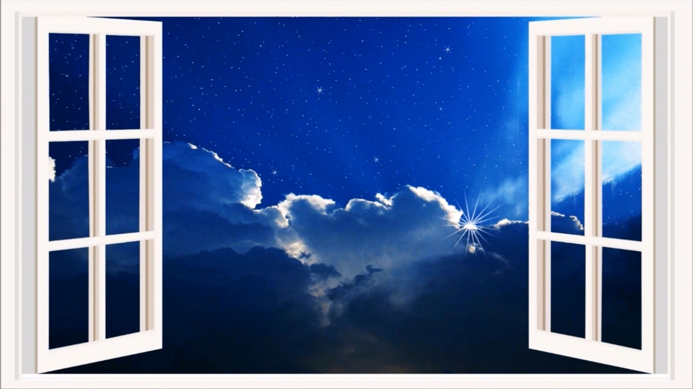 Скачать обои бесплатно Небо, Ночь, Окно, Облако, Художественные картинка на рабочий стол ПК