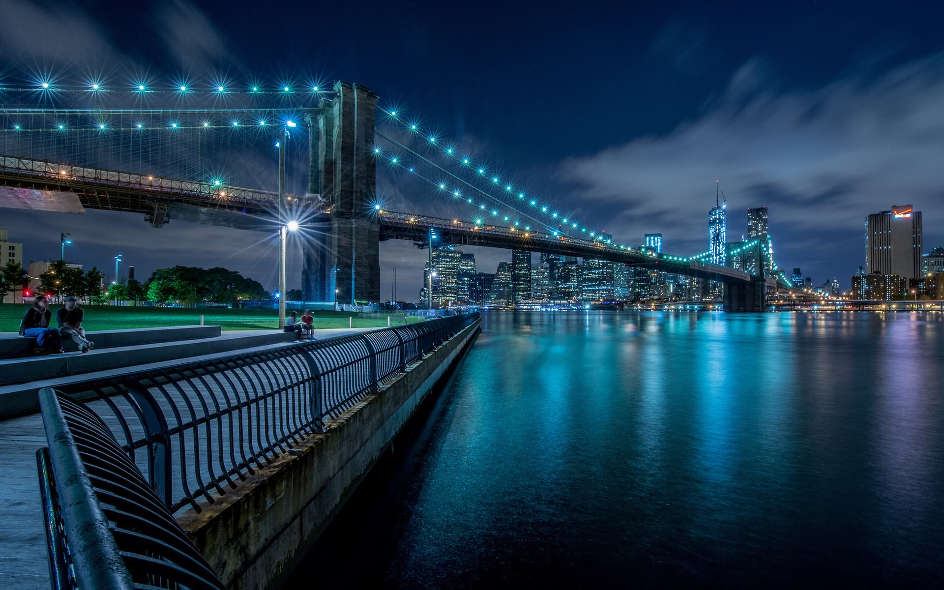 Téléchargez des papiers peints mobile Pont De Brooklyn, Pont, Des Ponts, New York, Lumière, Construction Humaine, Nuit gratuitement.