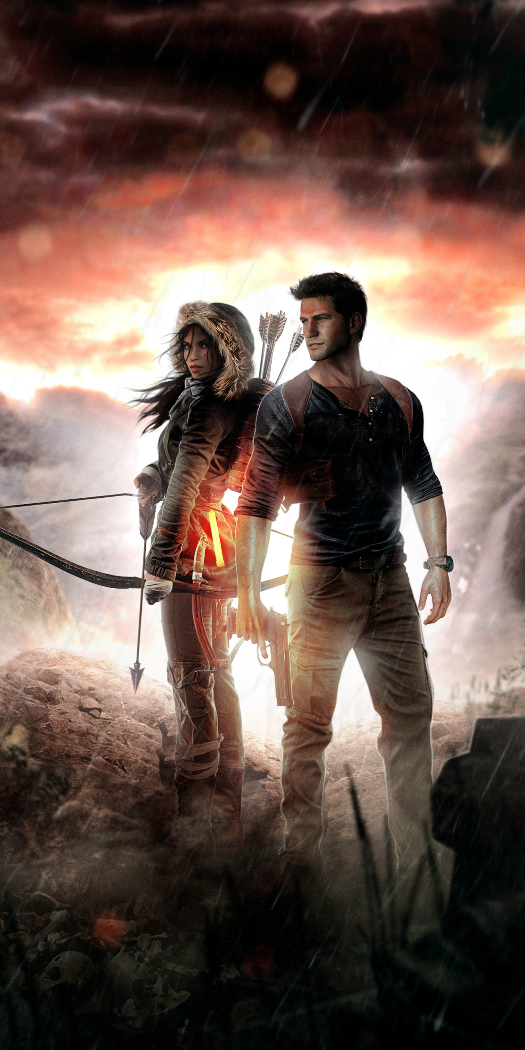 Download mobile wallpaper Uncharted, Tomb Raider, Crossover, Video Game, Lara Croft for free.