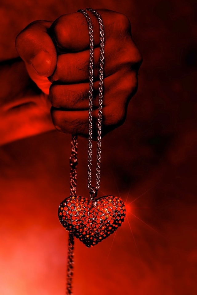 Download mobile wallpaper Love, Hand, Heart, Artistic, Chain, Sparkles for free.