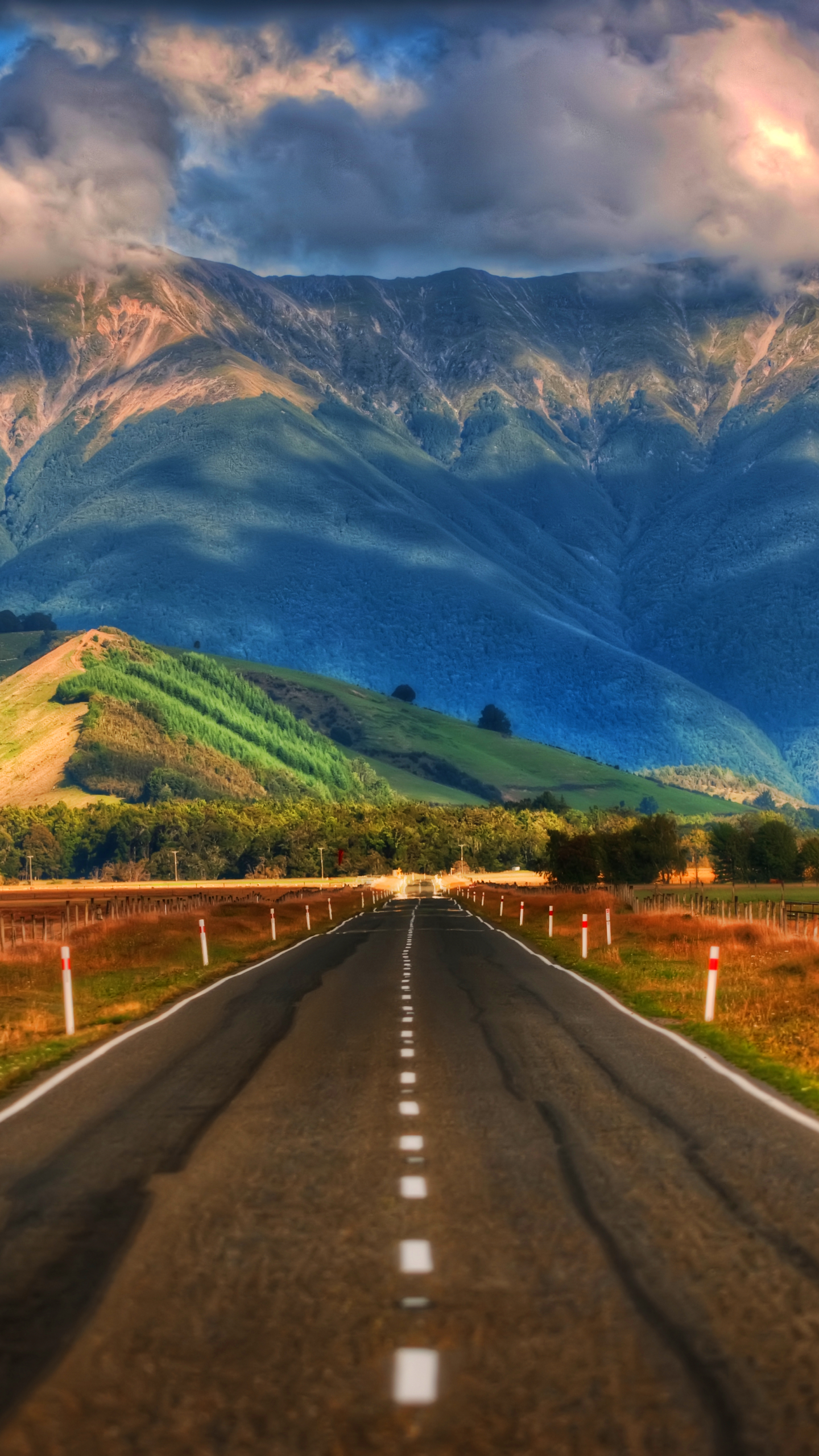 Download mobile wallpaper New Zealand, Road, Southern Alps, Man Made for free.