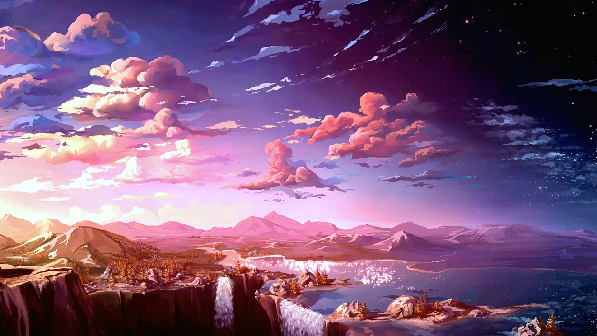 Laden Sie das Landschaft, Gebirge, Wolke, Himmel, Animes-Bild kostenlos auf Ihren PC-Desktop herunter