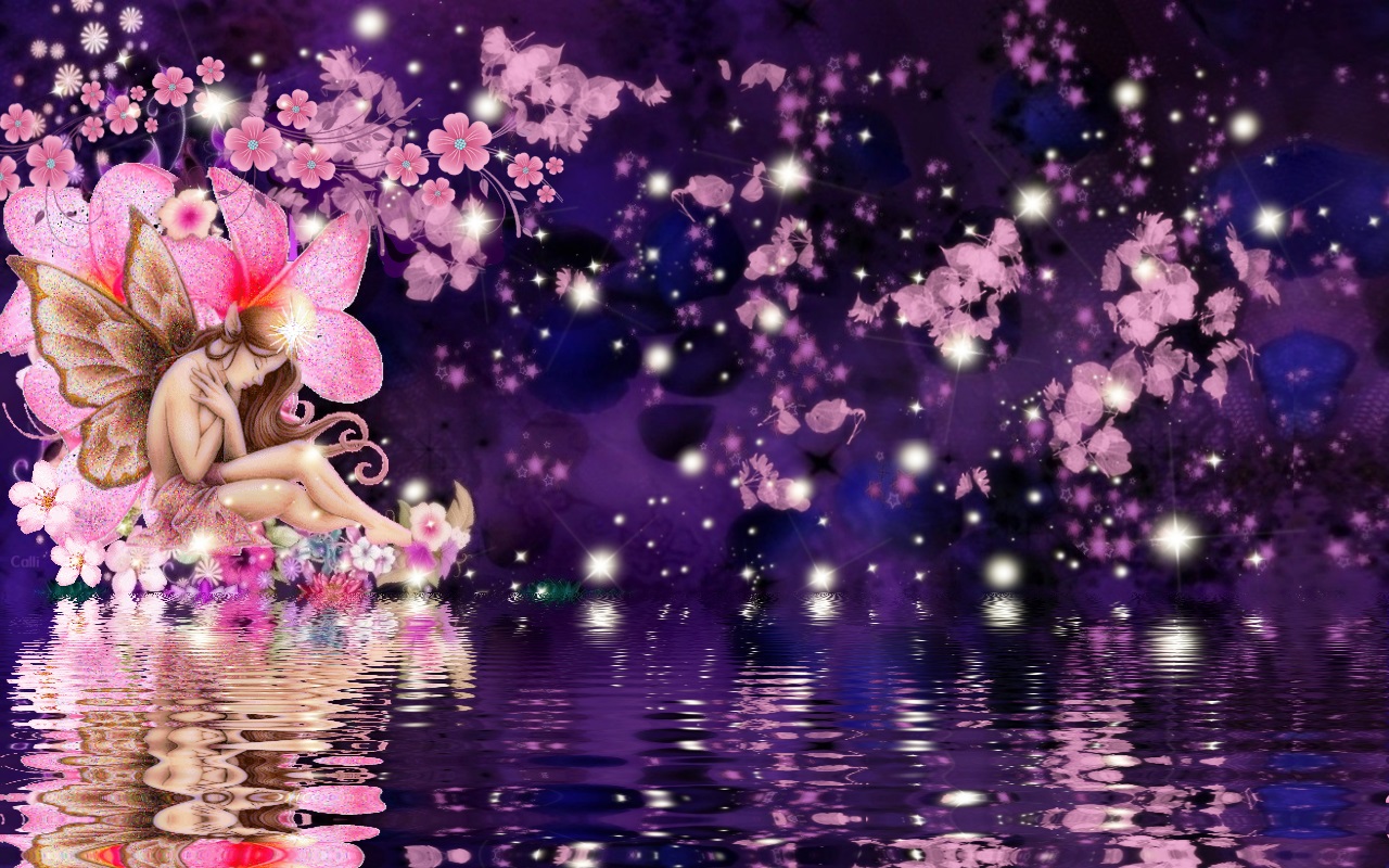 Download mobile wallpaper Water, Fantasy, Flower, Fairy for free.