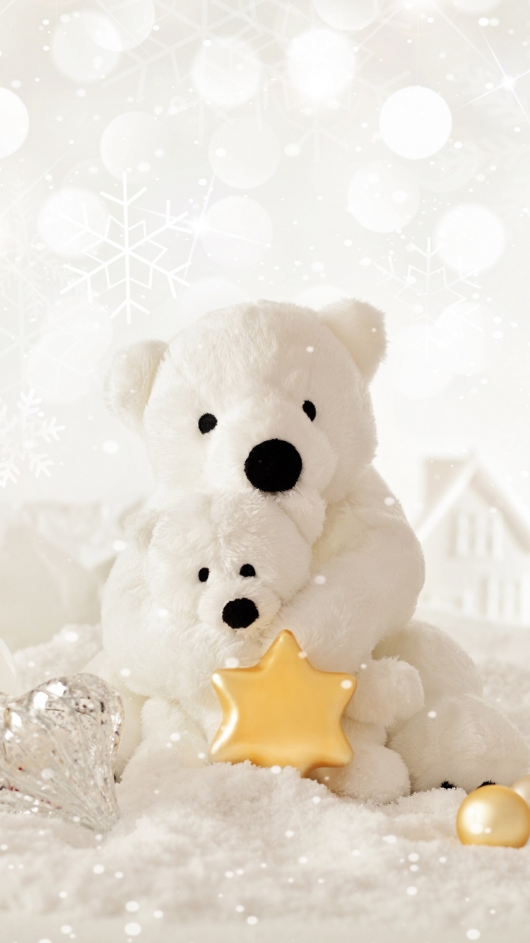 Handy-Wallpaper Feiertage, Weihnachten, Teddybär, Weihnachtsschmuck, Kuscheltier, Ausgestopftes Tier kostenlos herunterladen.
