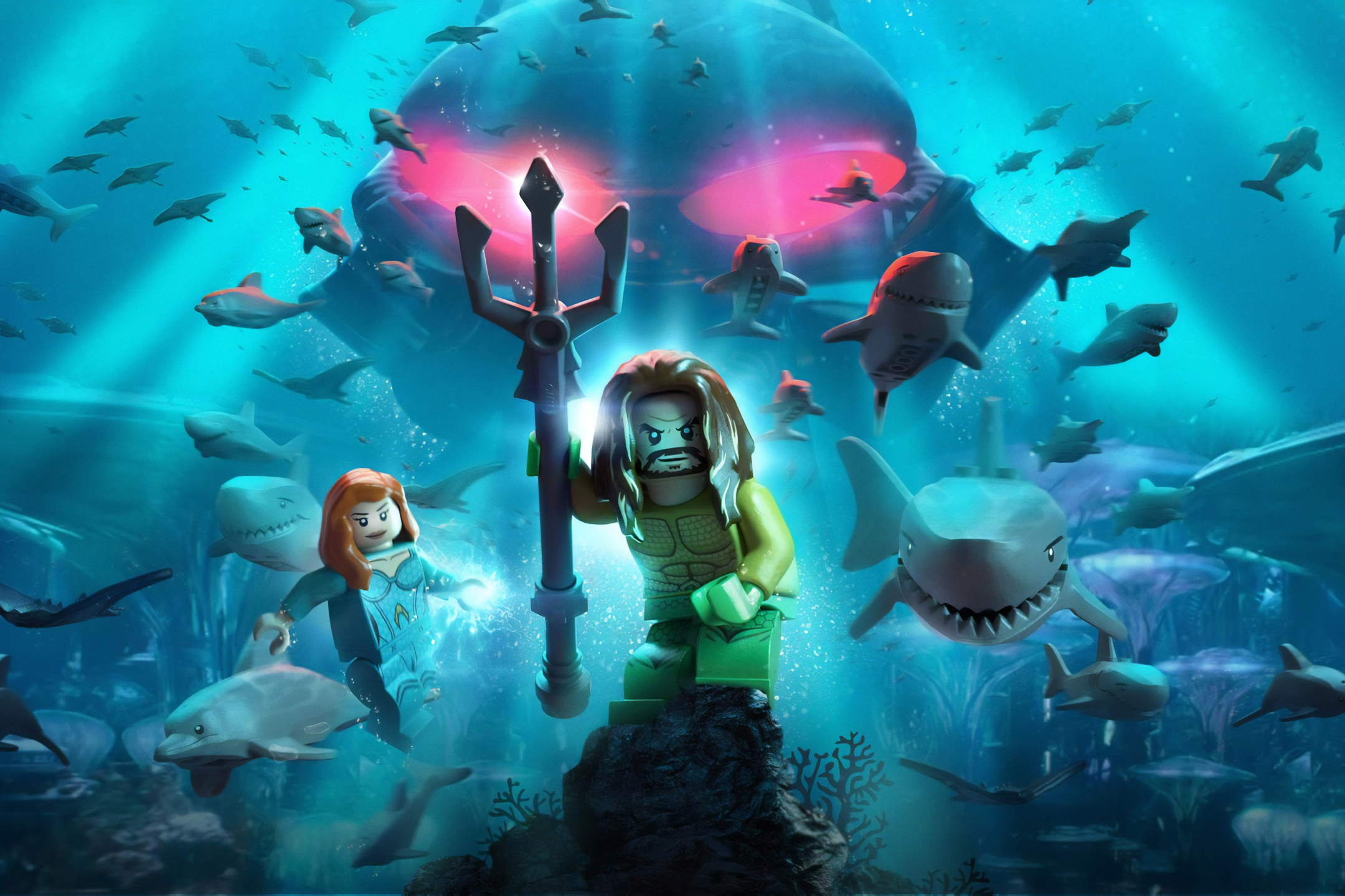 Descarga gratuita de fondo de pantalla para móvil de Lego, Submarino, Tiburón, Videojuego, Submarina, Aquamán, Mera (Dc Comics), Lego Dc Super Villains.