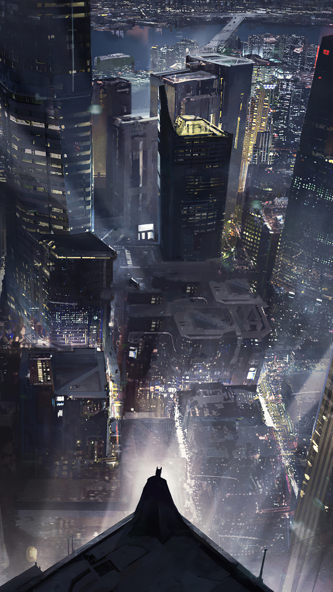 Descarga gratuita de fondo de pantalla para móvil de Ciudad, Rascacielos, Historietas, The Batman, Dc Comics, Hombre Murciélago, Gotham City.