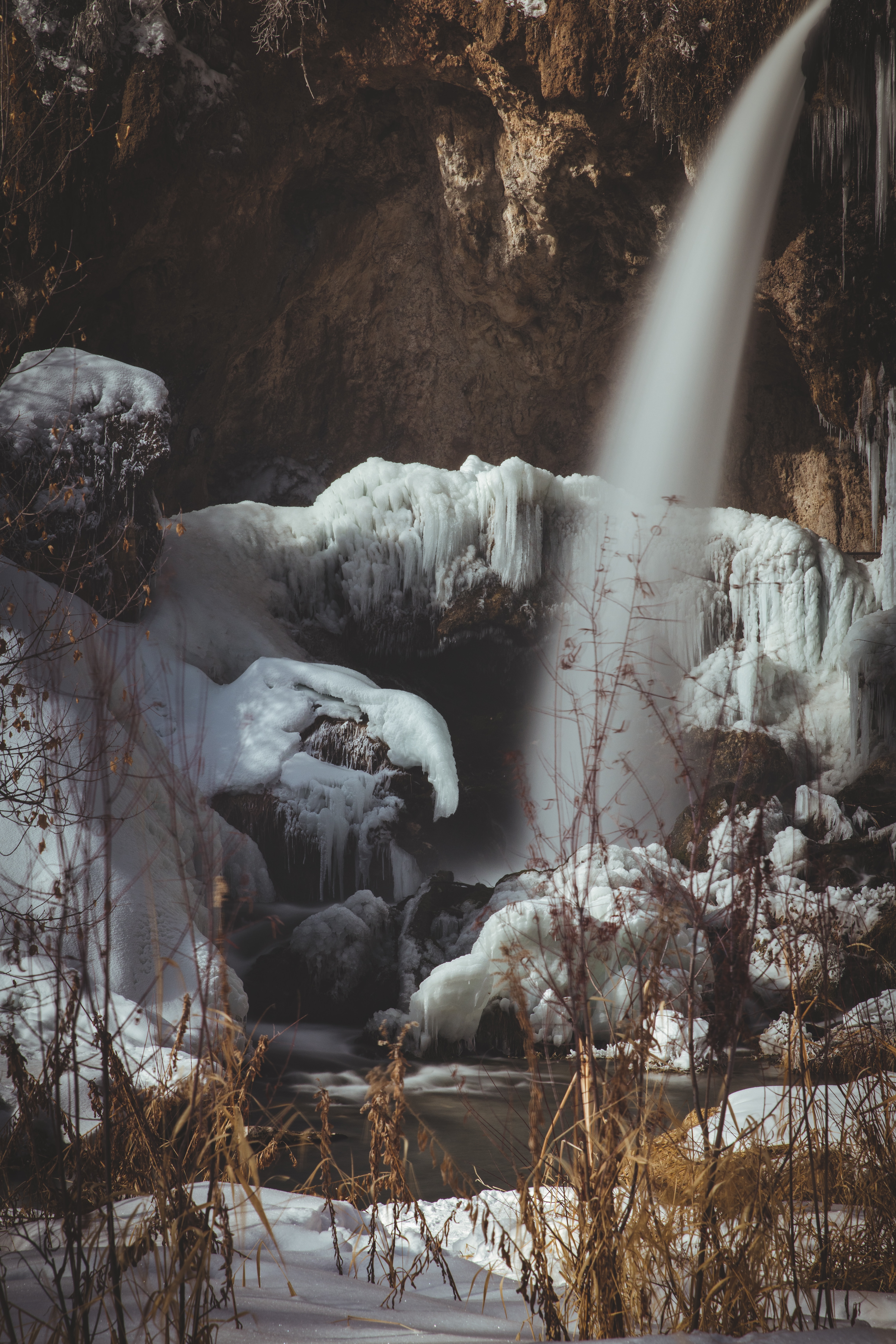 ice, winter, nature, rocks, waterfall, frost Full HD