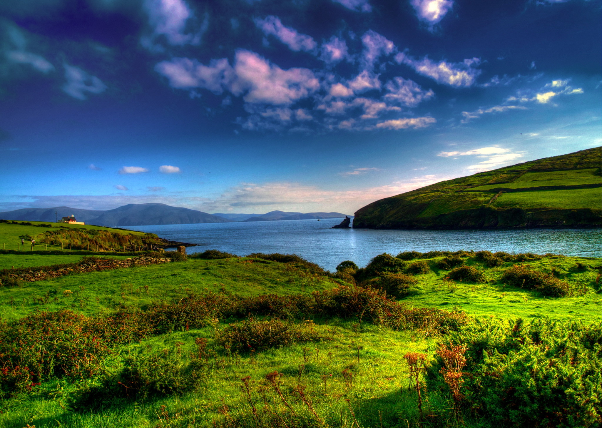 Free download wallpaper Grass, Summer, Lake, Nature, Rivers, Mountains on your PC desktop