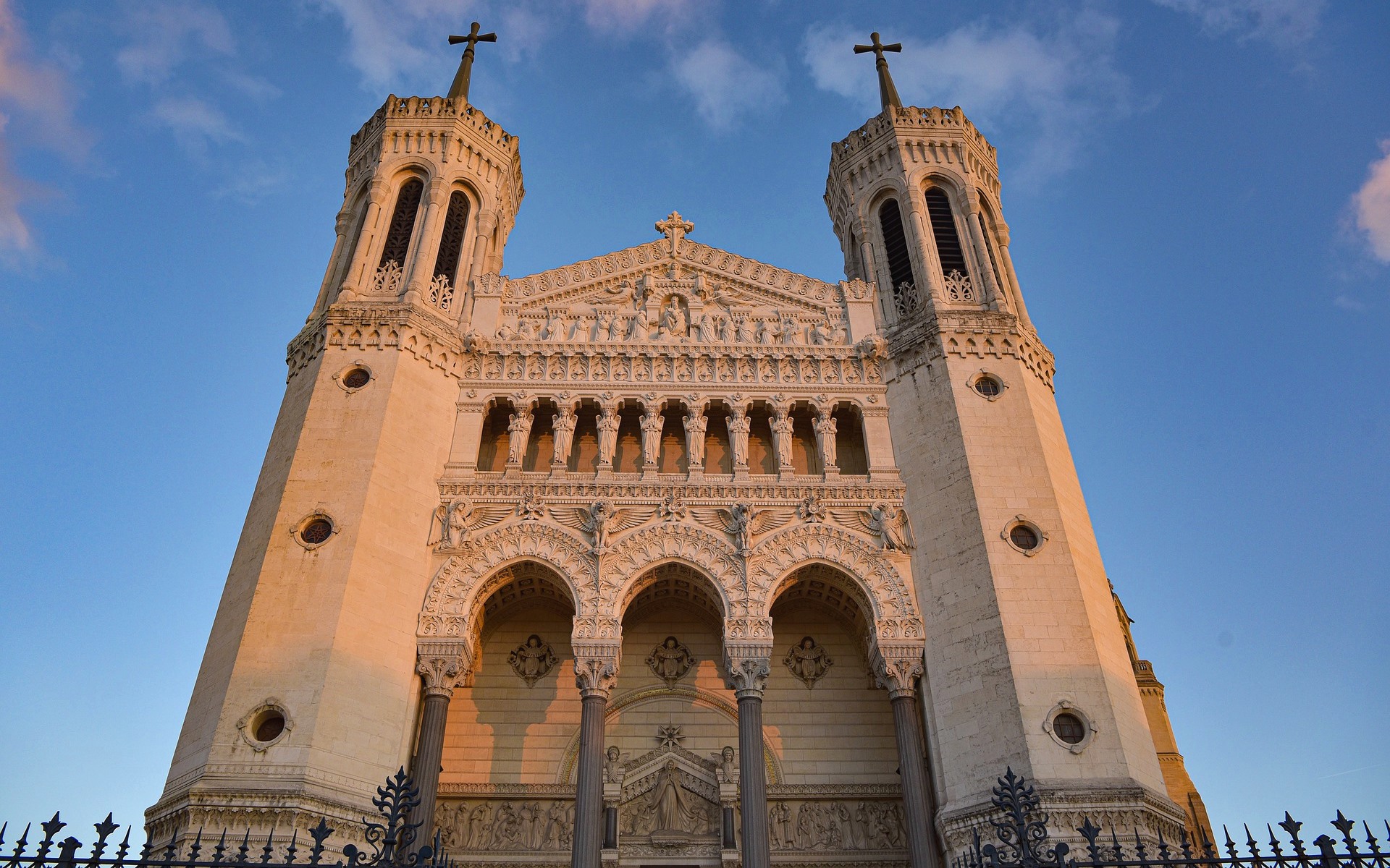Download mobile wallpaper Tower, Cross, Religious, Basilica Of Notre Dame De Fourvière, Catholic, Basilicas for free.