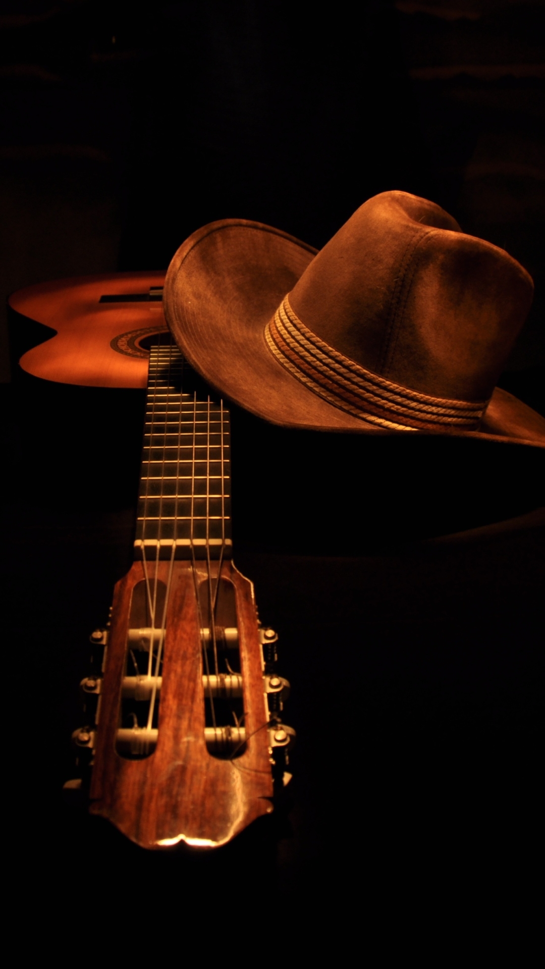 Download mobile wallpaper Still Life, Guitar, Hat, Photography, Instrument for free.